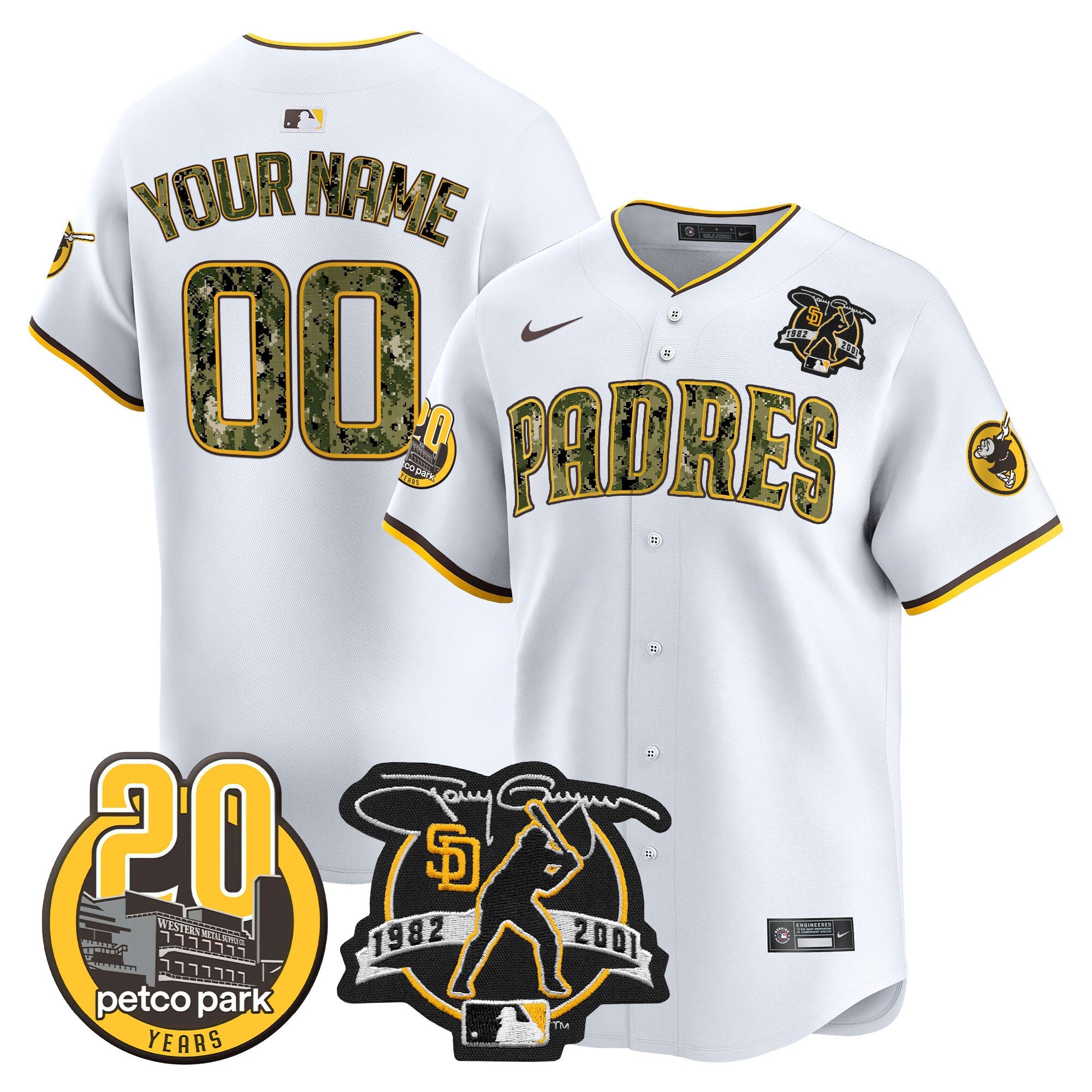 Tony Gwynn & Petco Park 20th Patch USMC Vapor Premier Limited Custom Jersey V2