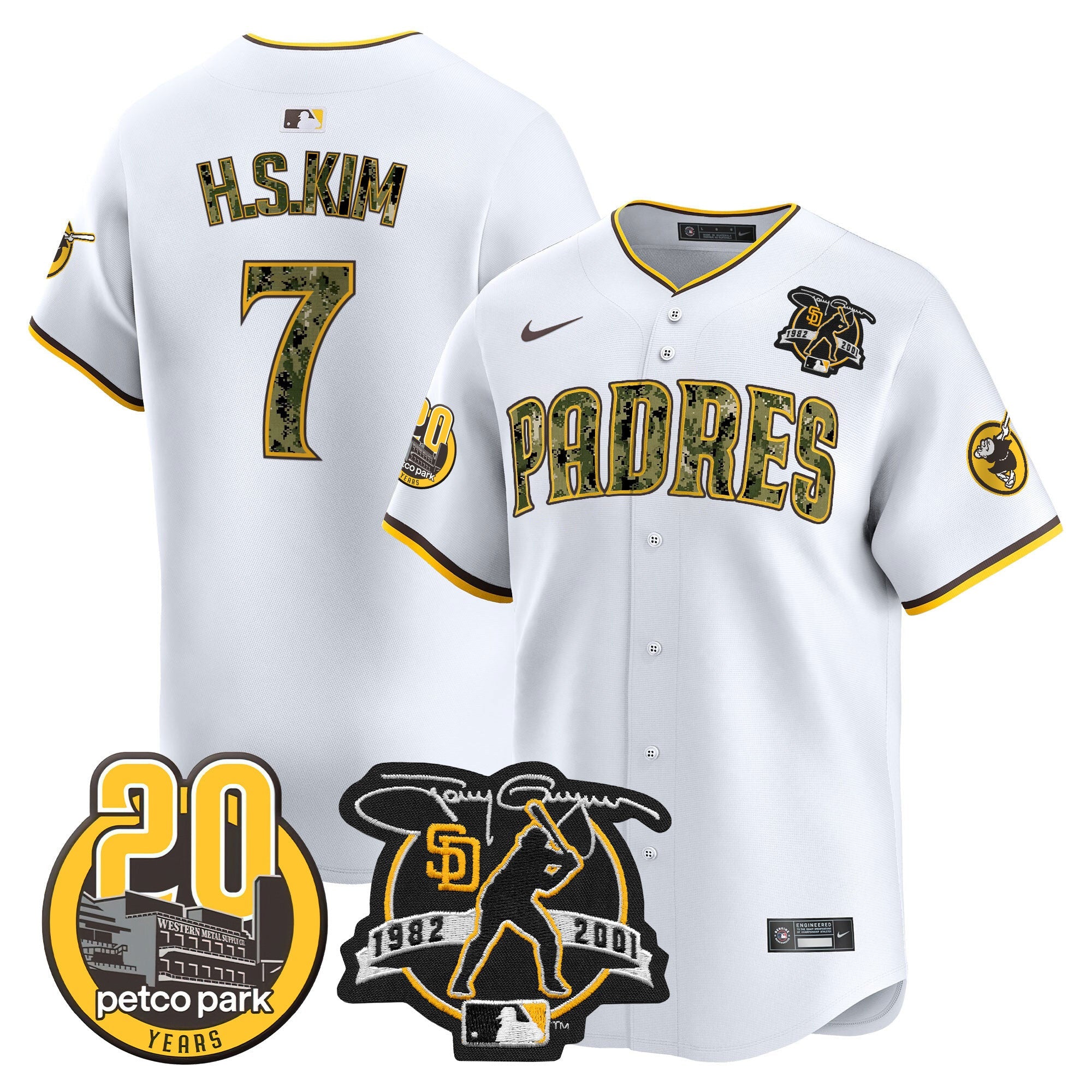 Men’s Tony Gwynn & Petco Park 20th Patch USMC Vapor Premier Limited Jersey V2