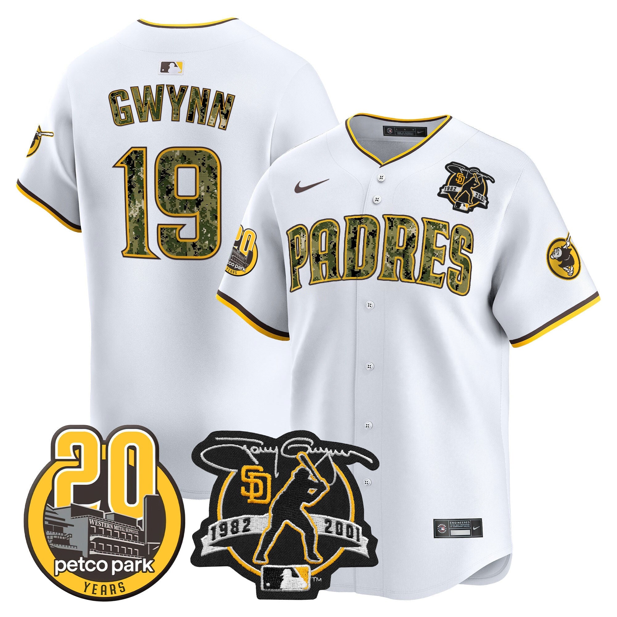Men’s Tony Gwynn & Petco Park 20th Patch USMC Vapor Premier Limited Jersey V2