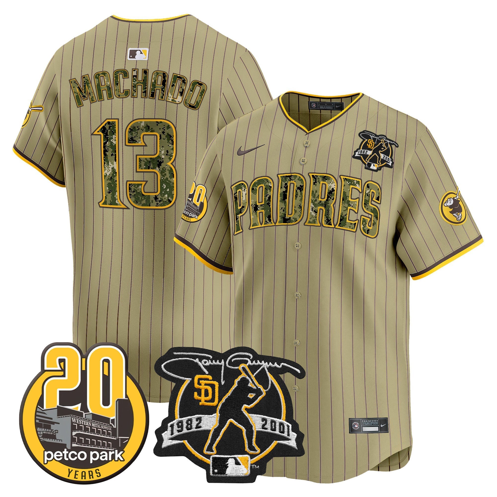Men’s Tony Gwynn & Petco Park 20th Patch USMC Vapor Premier Limited Jersey V2