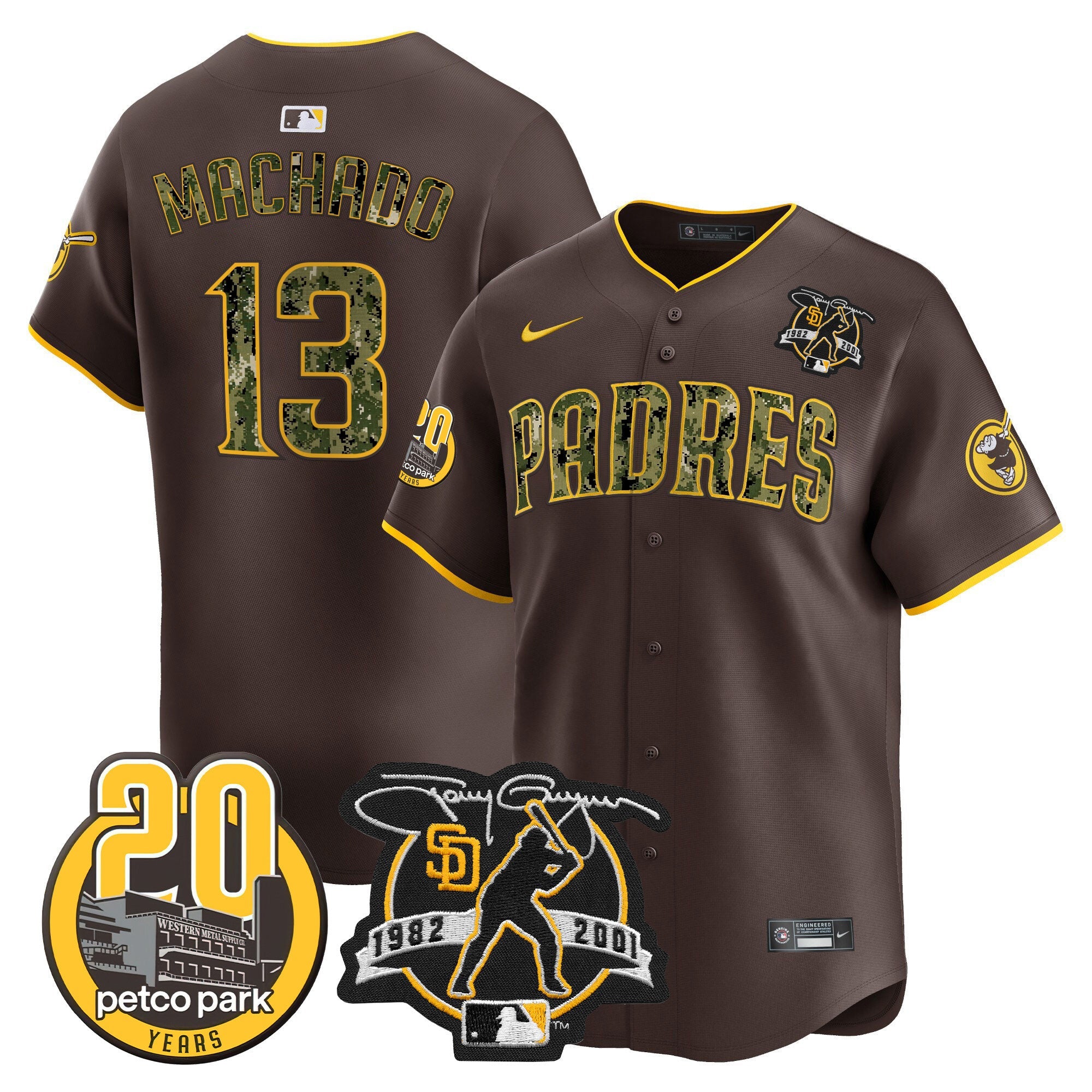 Men’s Tony Gwynn & Petco Park 20th Patch USMC Vapor Premier Limited Jersey V2