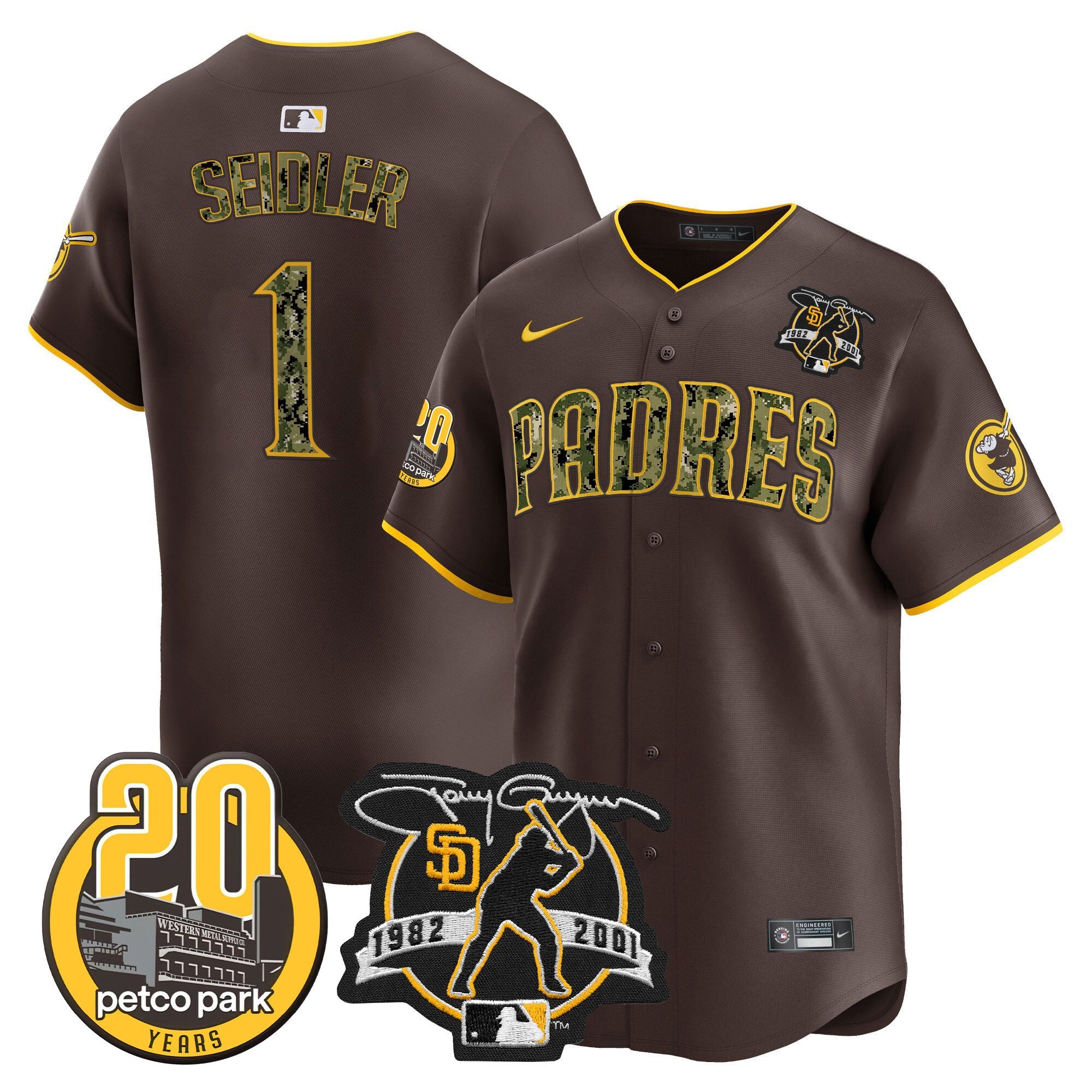 Men’s Tony Gwynn & Petco Park 20th Patch USMC Vapor Premier Limited Jersey V2