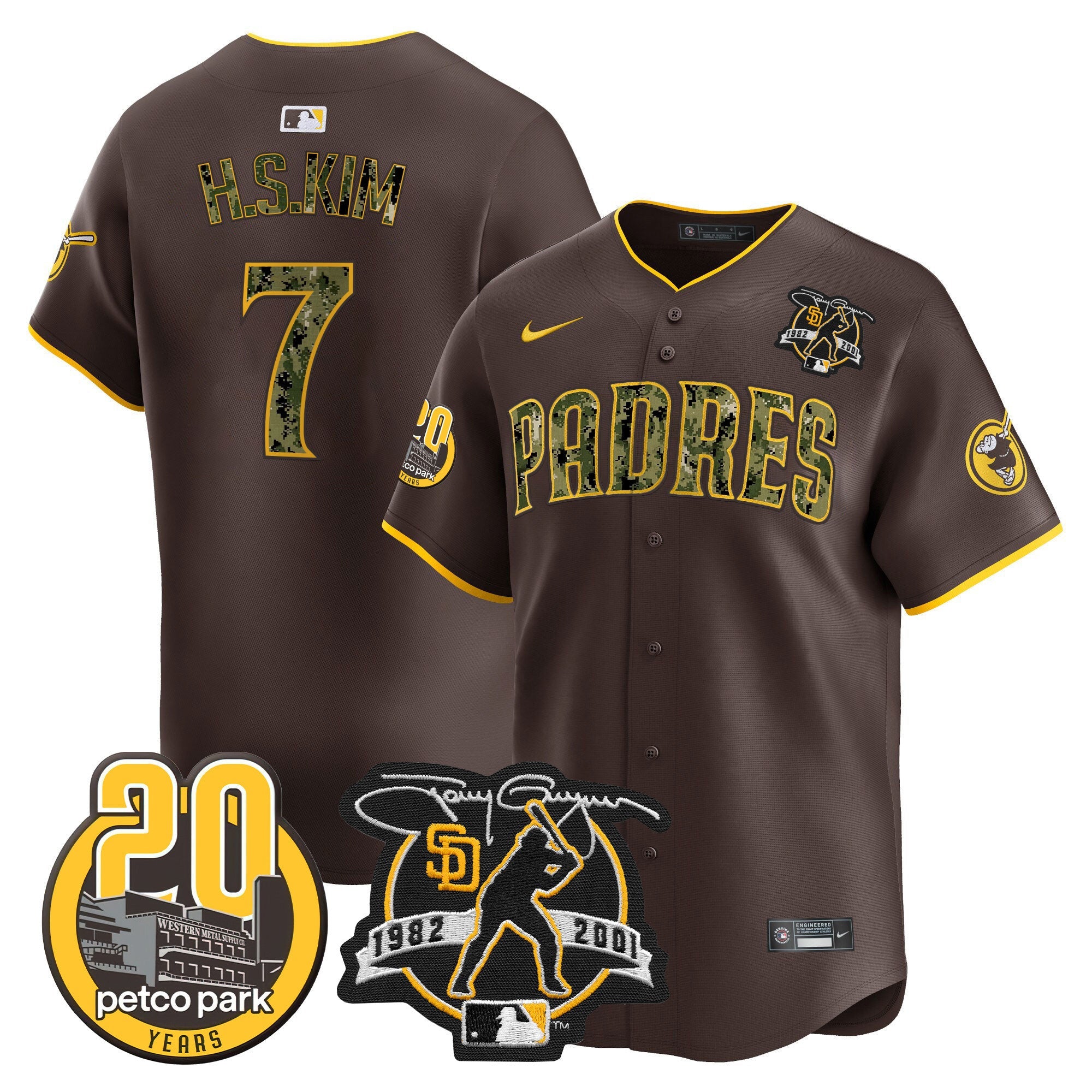Men’s Tony Gwynn & Petco Park 20th Patch USMC Vapor Premier Limited Jersey V2