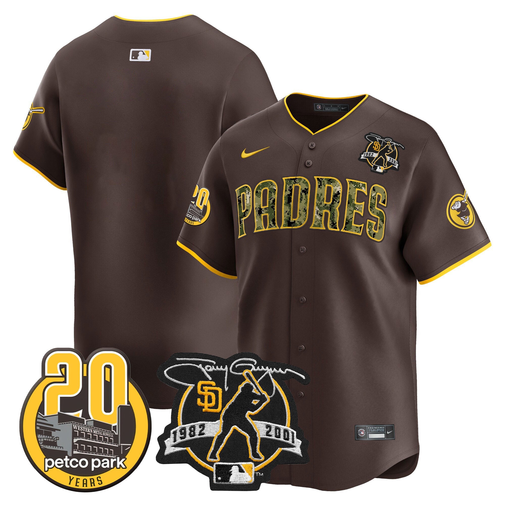 Men’s Tony Gwynn & Petco Park 20th Patch USMC Vapor Premier Limited Jersey V2