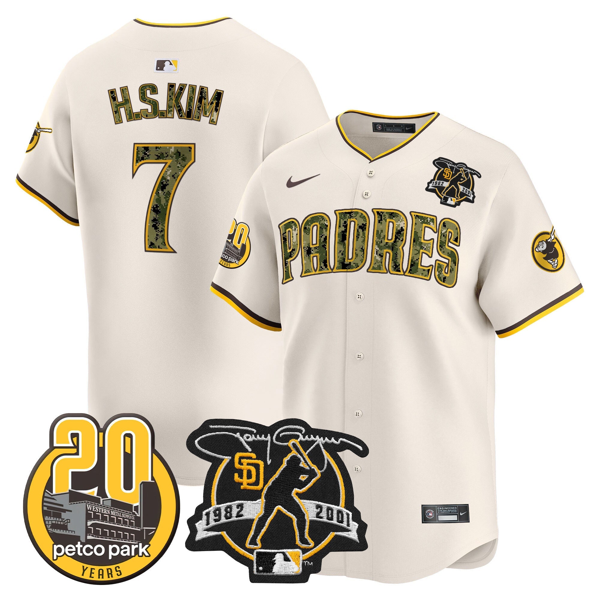 Men’s Tony Gwynn & Petco Park 20th Patch USMC Vapor Premier Limited Jersey V2