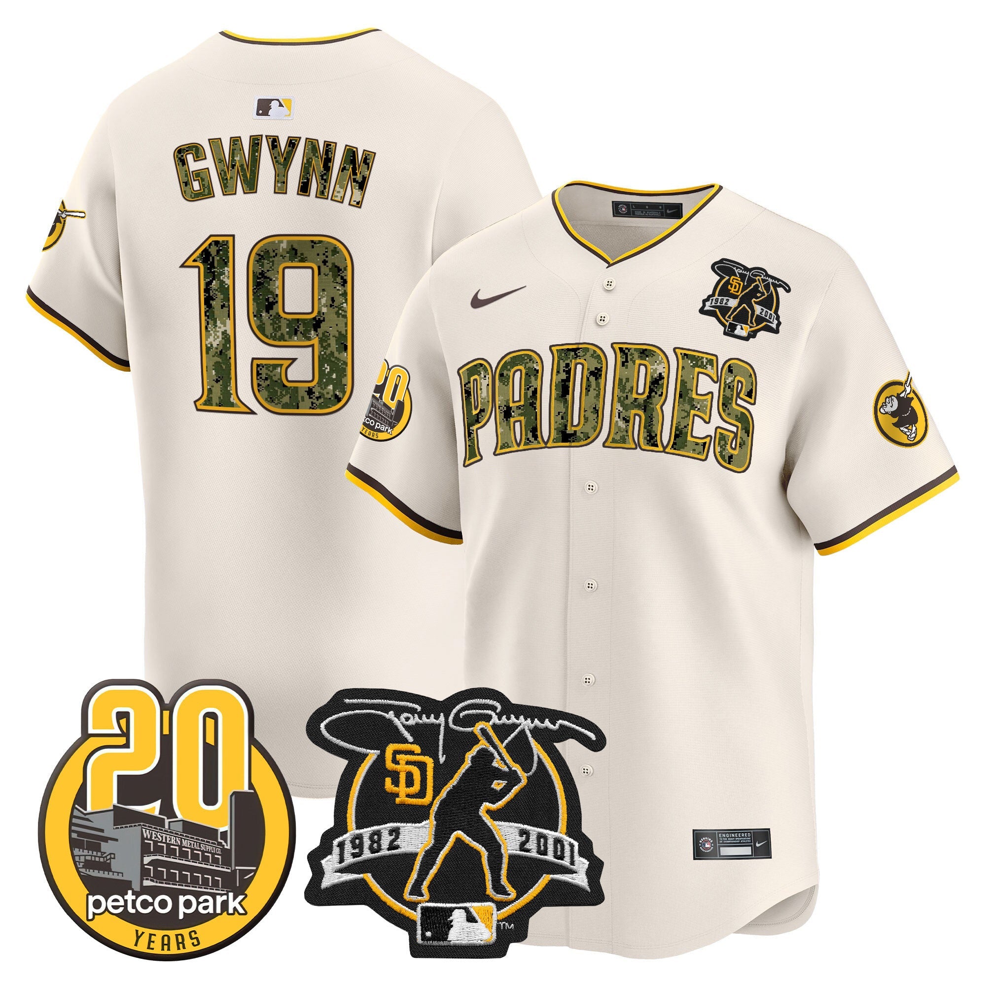 Men’s Tony Gwynn & Petco Park 20th Patch USMC Vapor Premier Limited Jersey V2