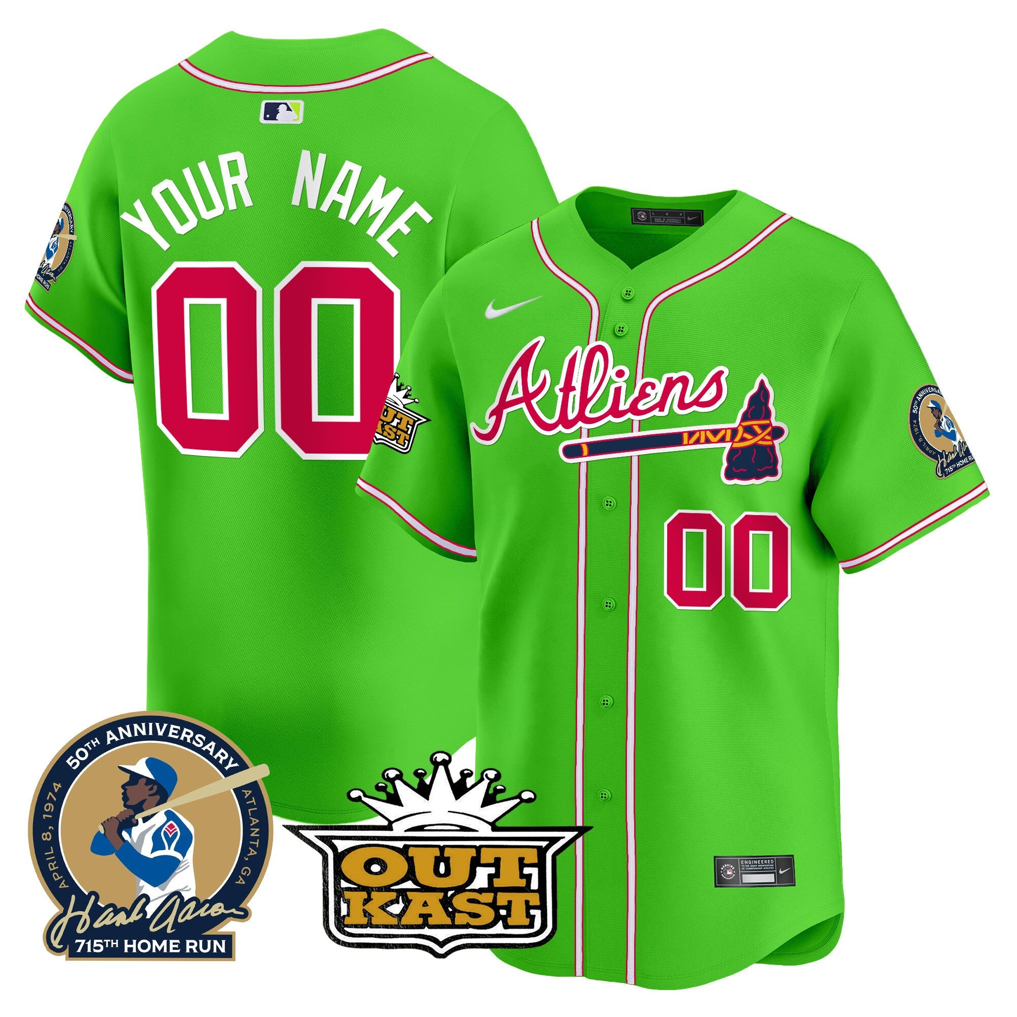 Atlanta Atliens & Hank Aaron Patch Vapor Premier Limited Custom Jersey