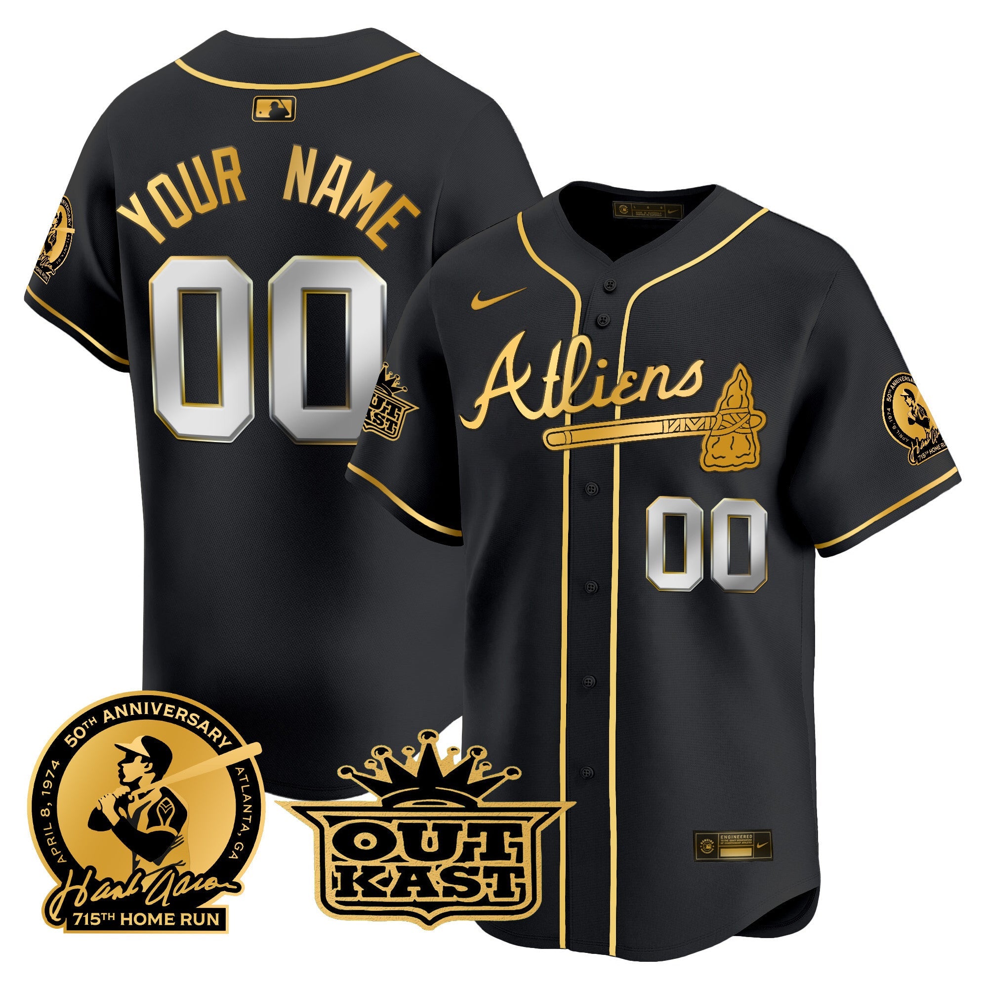 Atlanta Atliens & Hank Aaron Patch Vapor Premier Limited Custom Jersey