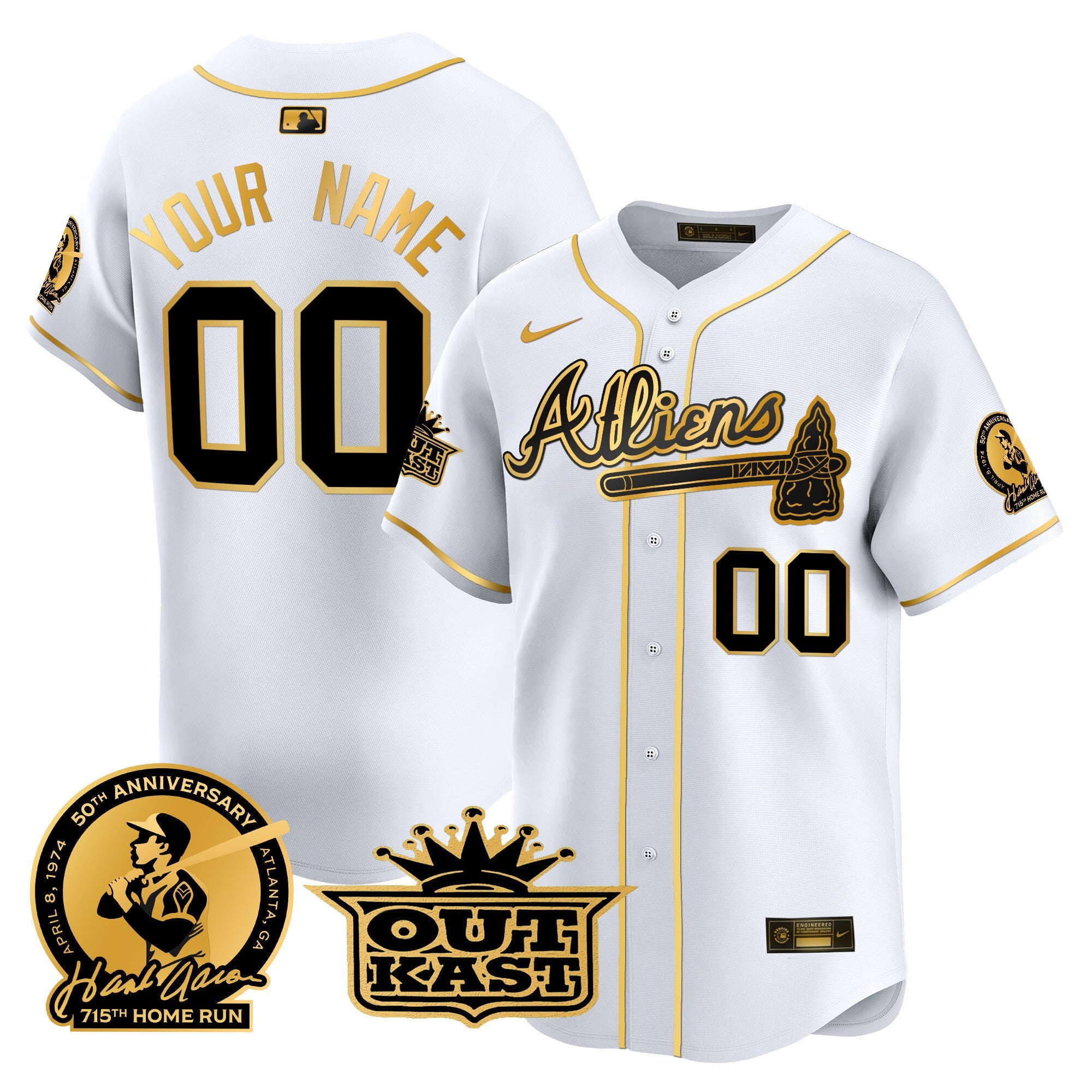 Atlanta Atliens & Hank Aaron Patch Vapor Premier Limited Custom Jersey