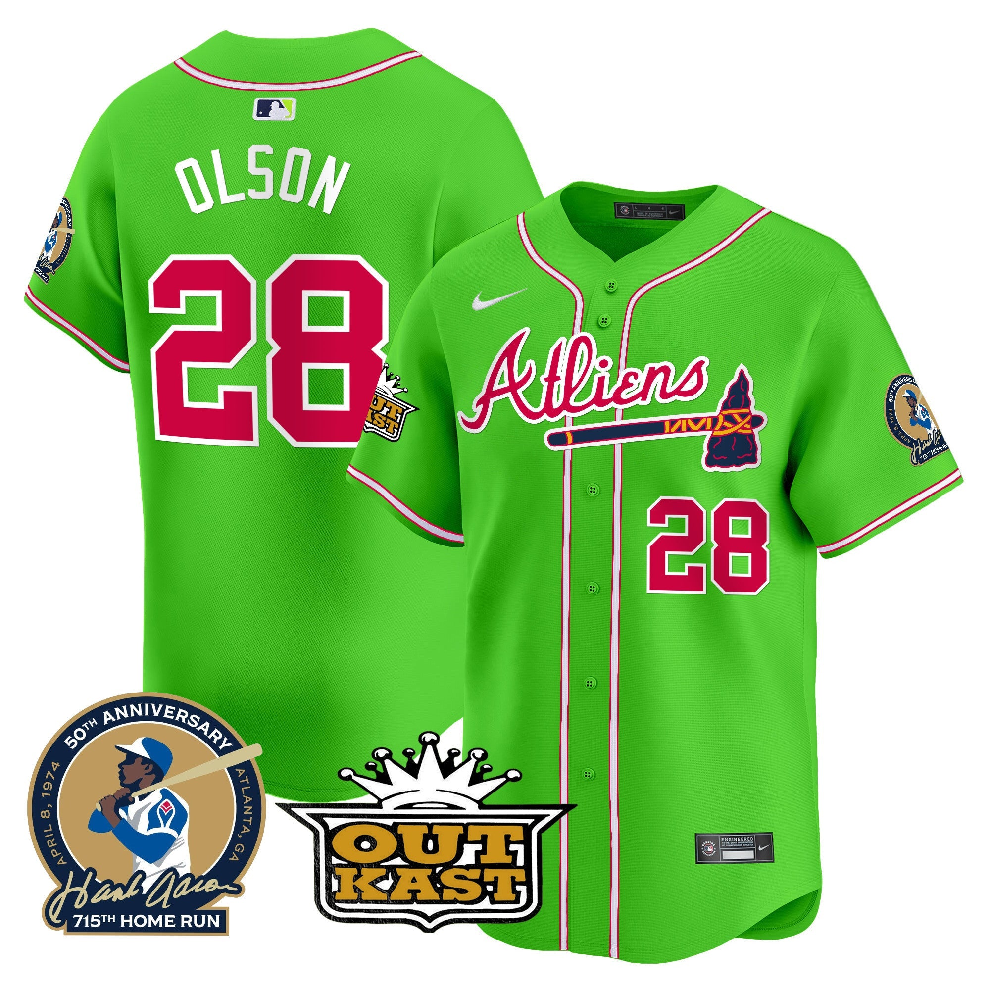 Men’s Atlanta Atliens & Hank Aaron Patch Vapor Premier Limited Jersey