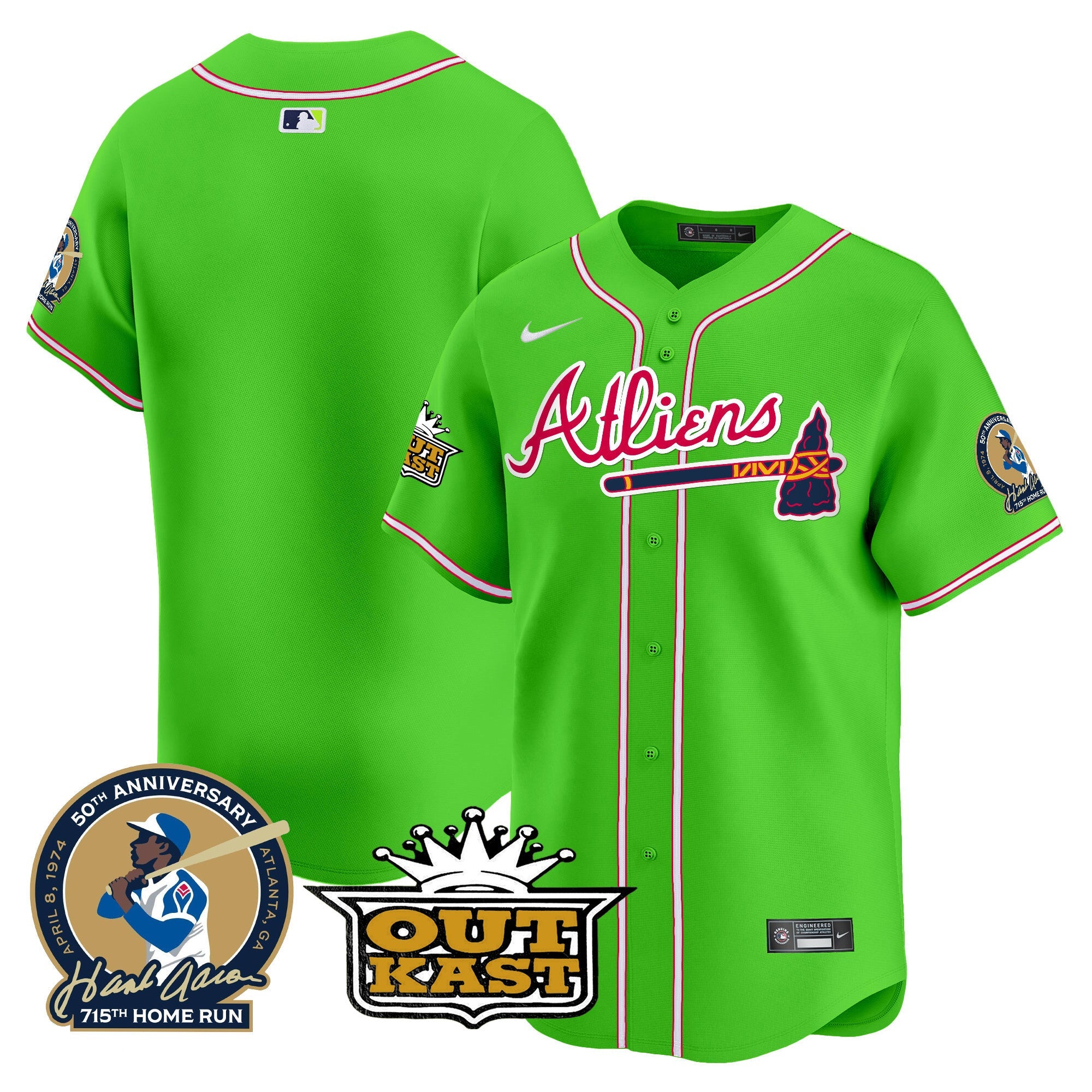 Men’s Atlanta Atliens & Hank Aaron Patch Vapor Premier Limited Jersey
