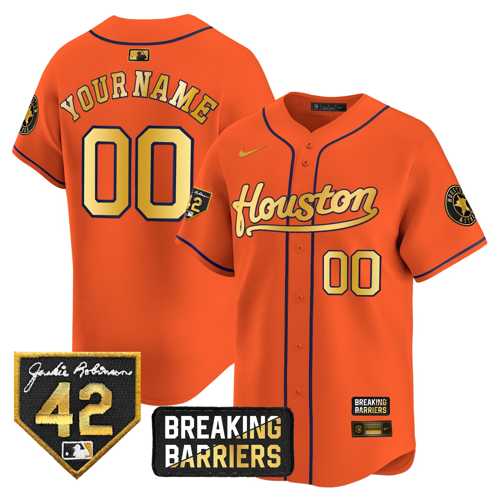 Houston Jackie Robinson Breaking Barriers Patch Vapor Premier Limited Custom Jersey