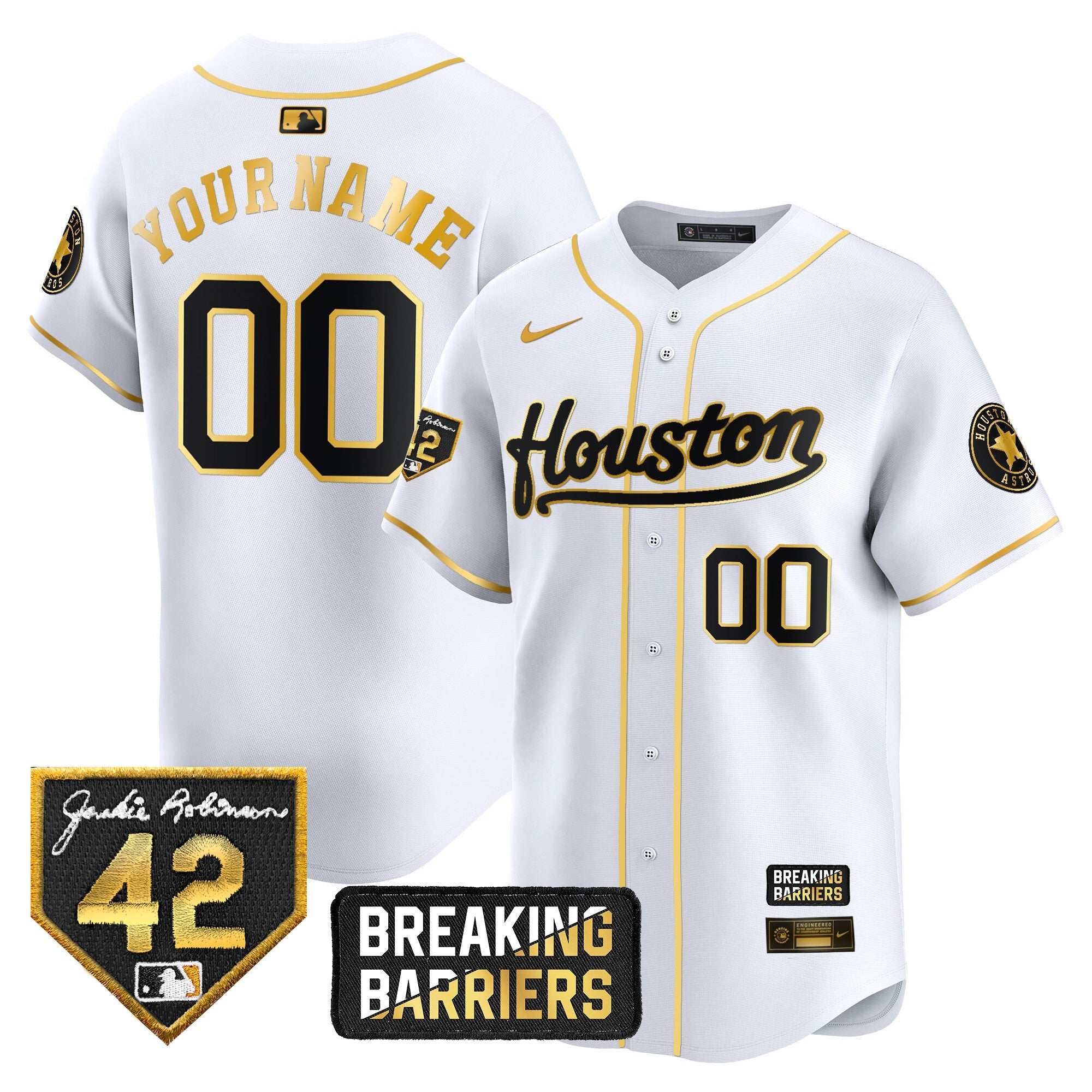 Houston Jackie Robinson Breaking Barriers Patch Vapor Premier Limited Custom Jersey
