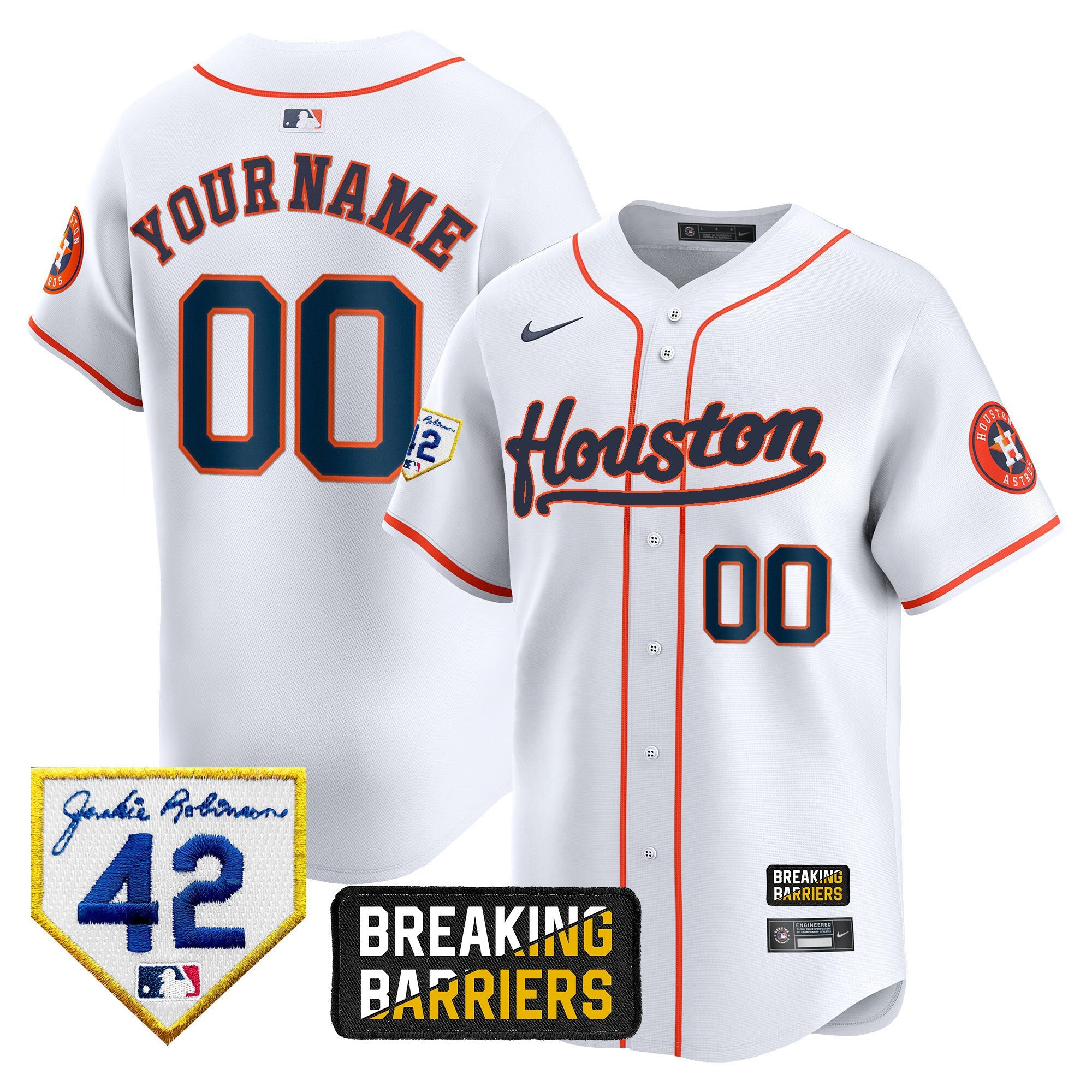 Houston Jackie Robinson Breaking Barriers Patch Vapor Premier Limited Custom Jersey