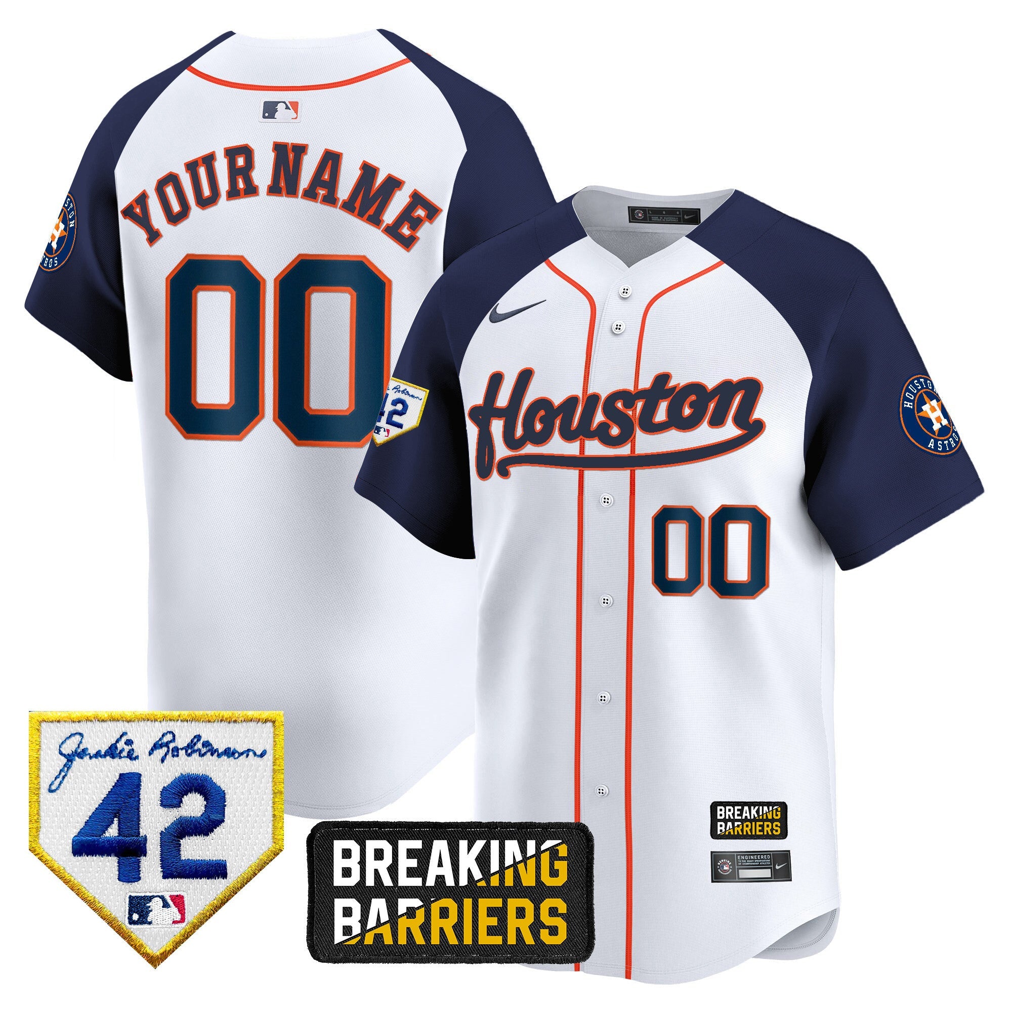 Houston Jackie Robinson Breaking Barriers Patch Vapor Premier Limited Custom Jersey