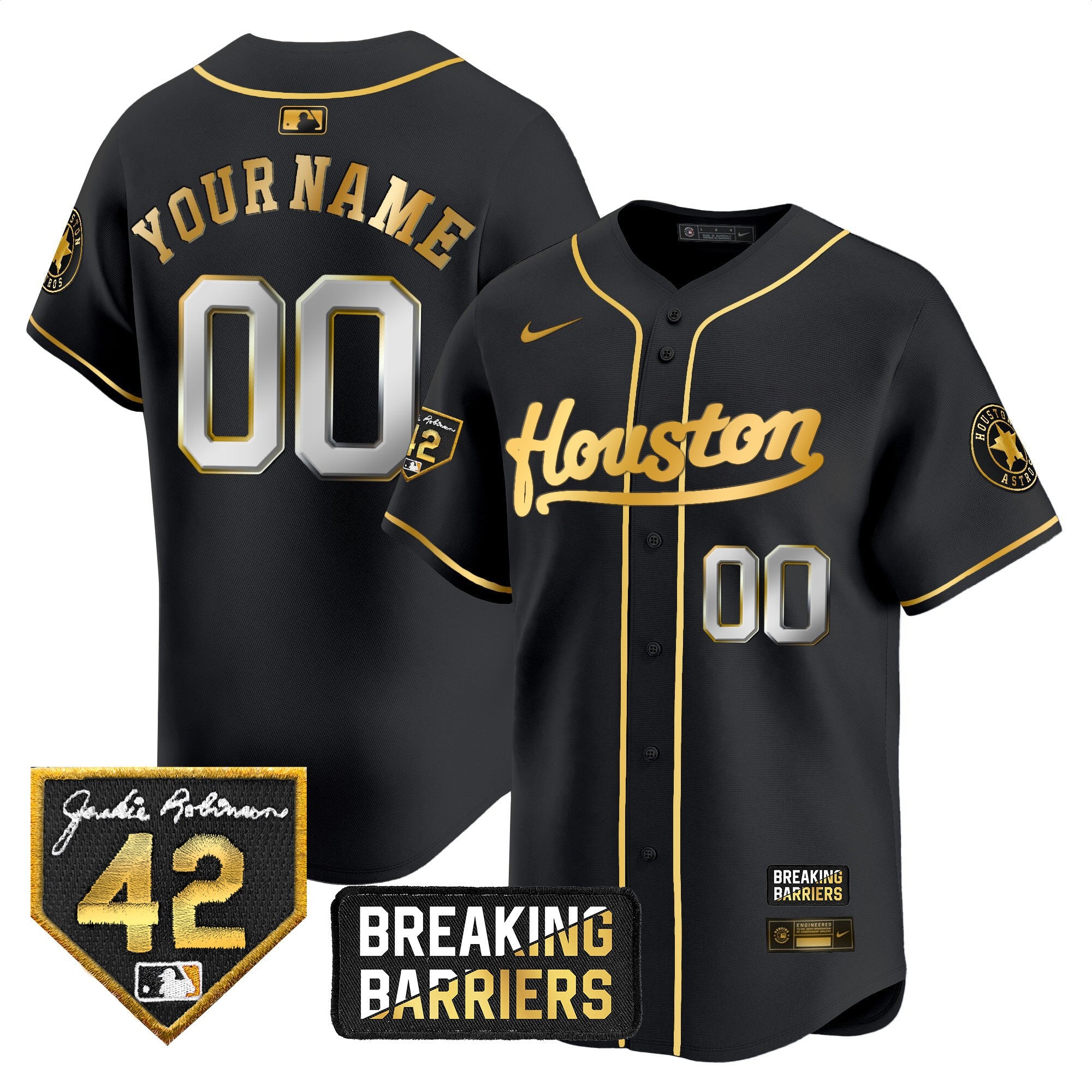 Houston Jackie Robinson Breaking Barriers Patch Vapor Premier Limited Custom Jersey