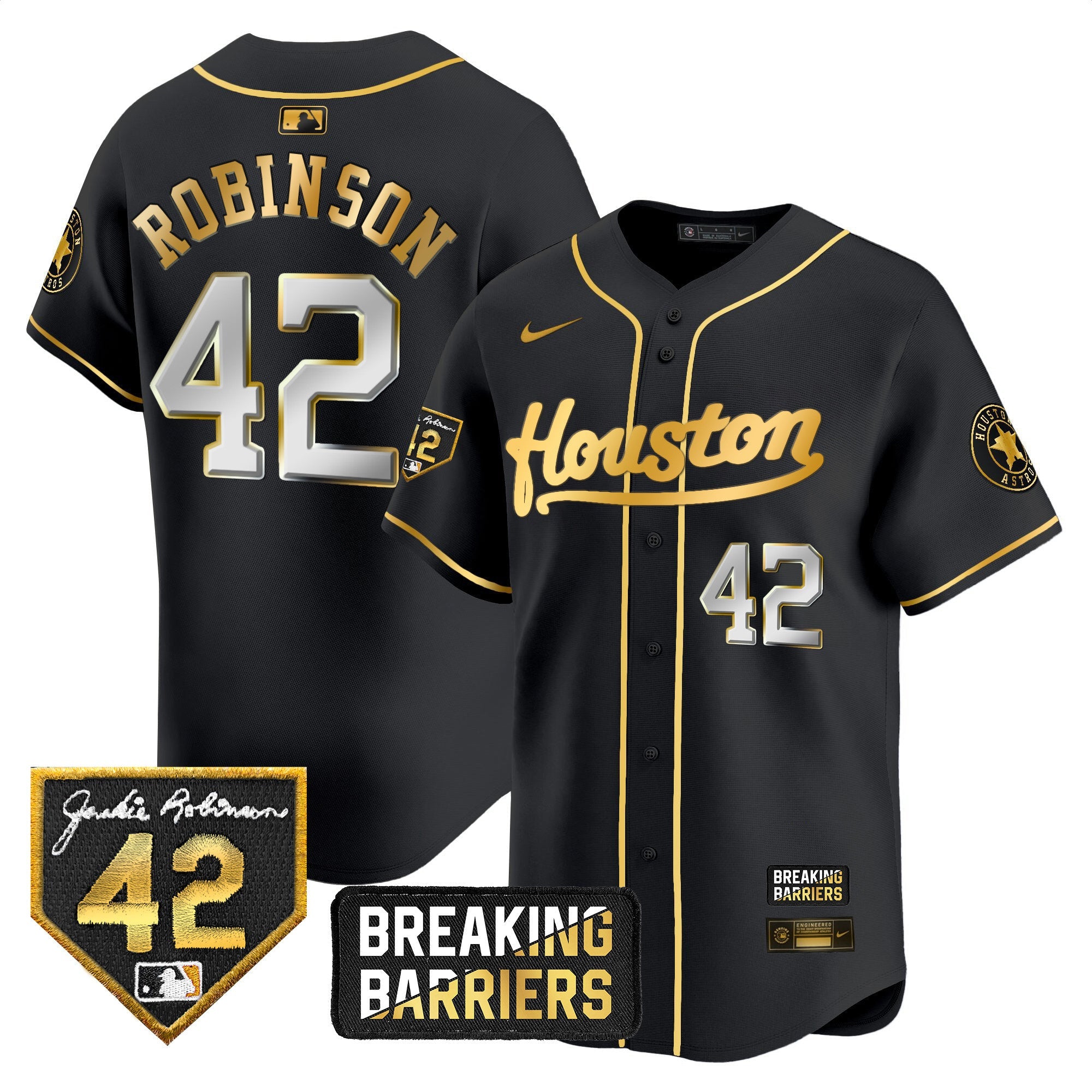 Men’s Houston Jackie Robinson Breaking Barriers Patch Vapor Premier Limited Jersey