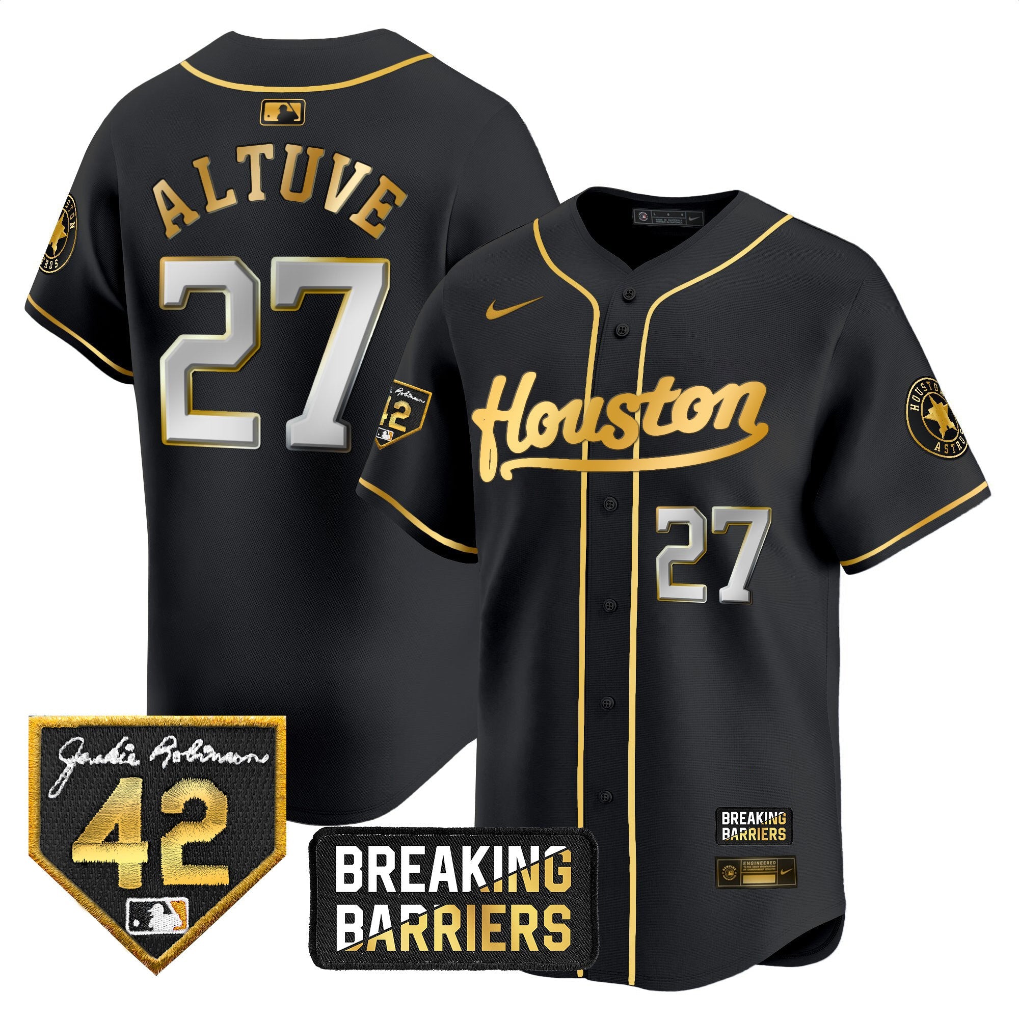 Men’s Houston Jackie Robinson Breaking Barriers Patch Vapor Premier Limited Jersey