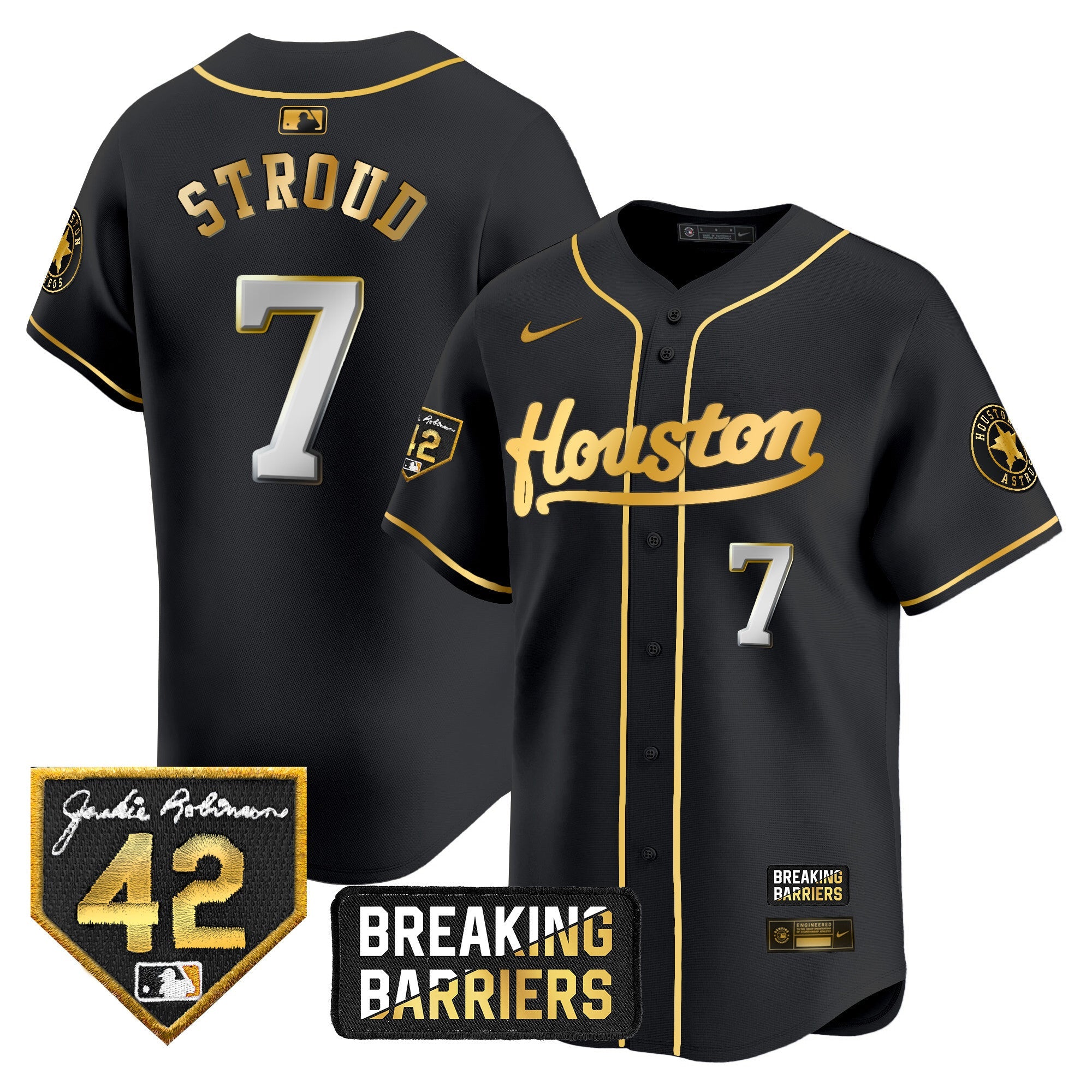Men’s Houston Jackie Robinson Breaking Barriers Patch Vapor Premier Limited Jersey