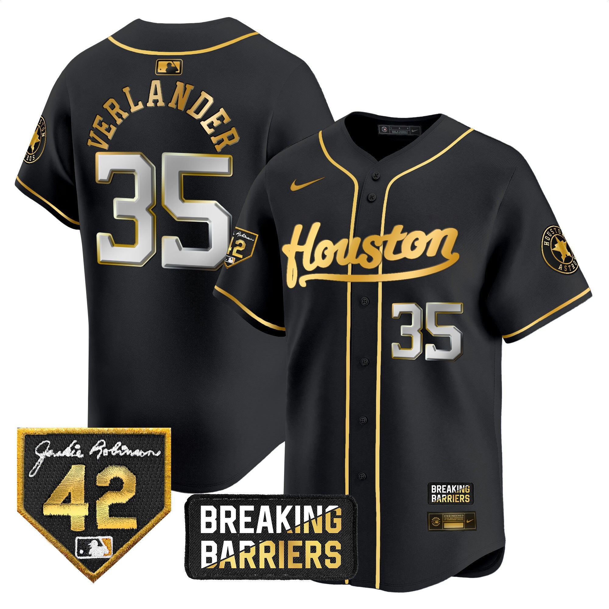 Men’s Houston Jackie Robinson Breaking Barriers Patch Vapor Premier Limited Jersey