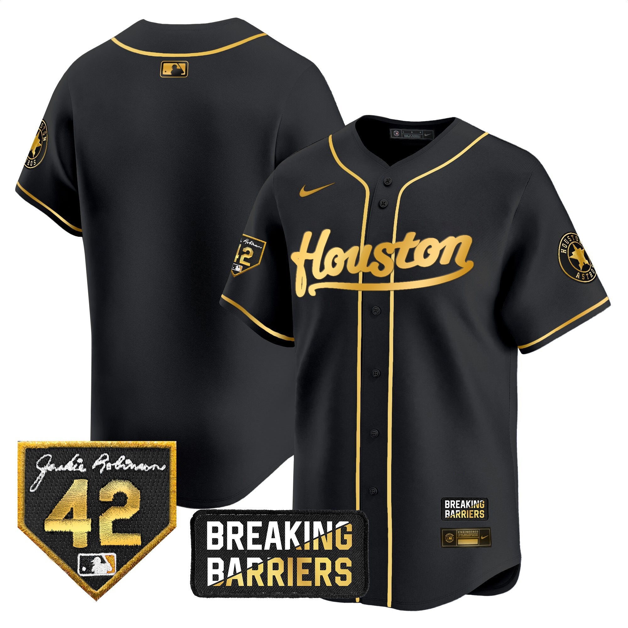 Men’s Houston Jackie Robinson Breaking Barriers Patch Vapor Premier Limited Jersey