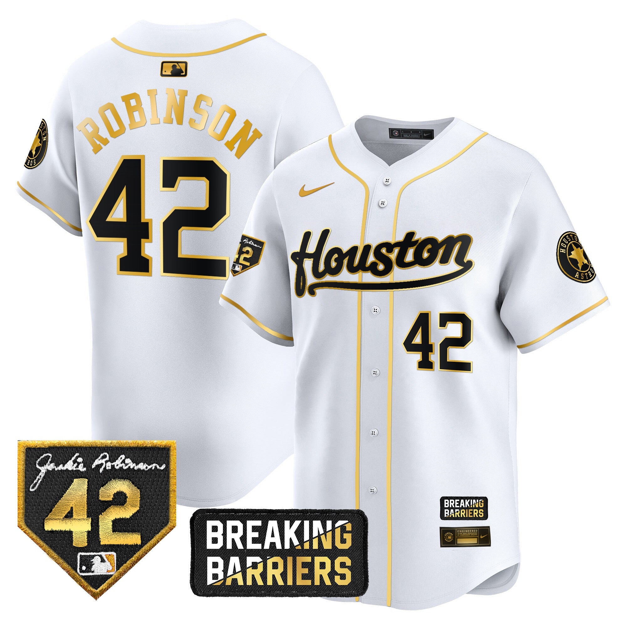 Men’s Houston Jackie Robinson Breaking Barriers Patch Vapor Premier Limited Jersey