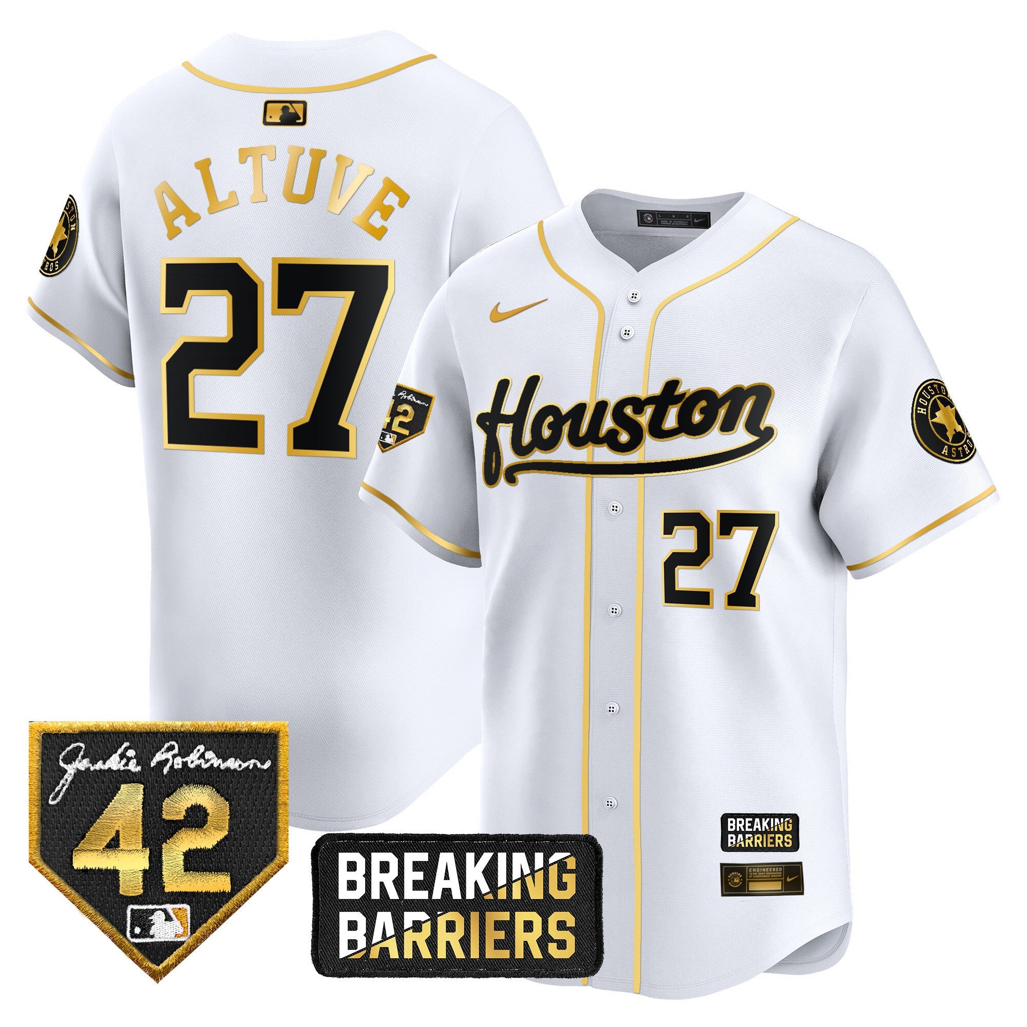 Men’s Houston Jackie Robinson Breaking Barriers Patch Vapor Premier Limited Jersey