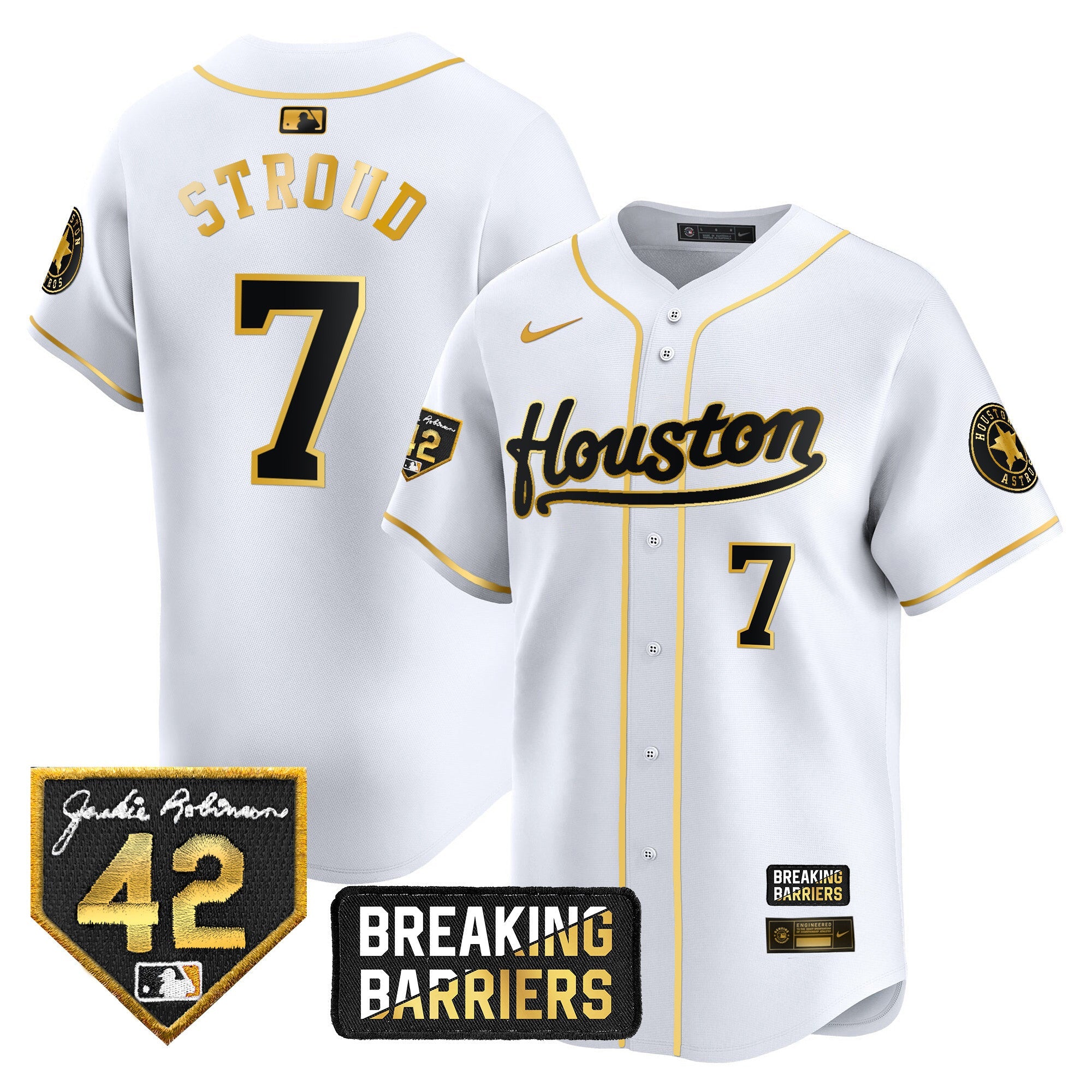 Men’s Houston Jackie Robinson Breaking Barriers Patch Vapor Premier Limited Jersey
