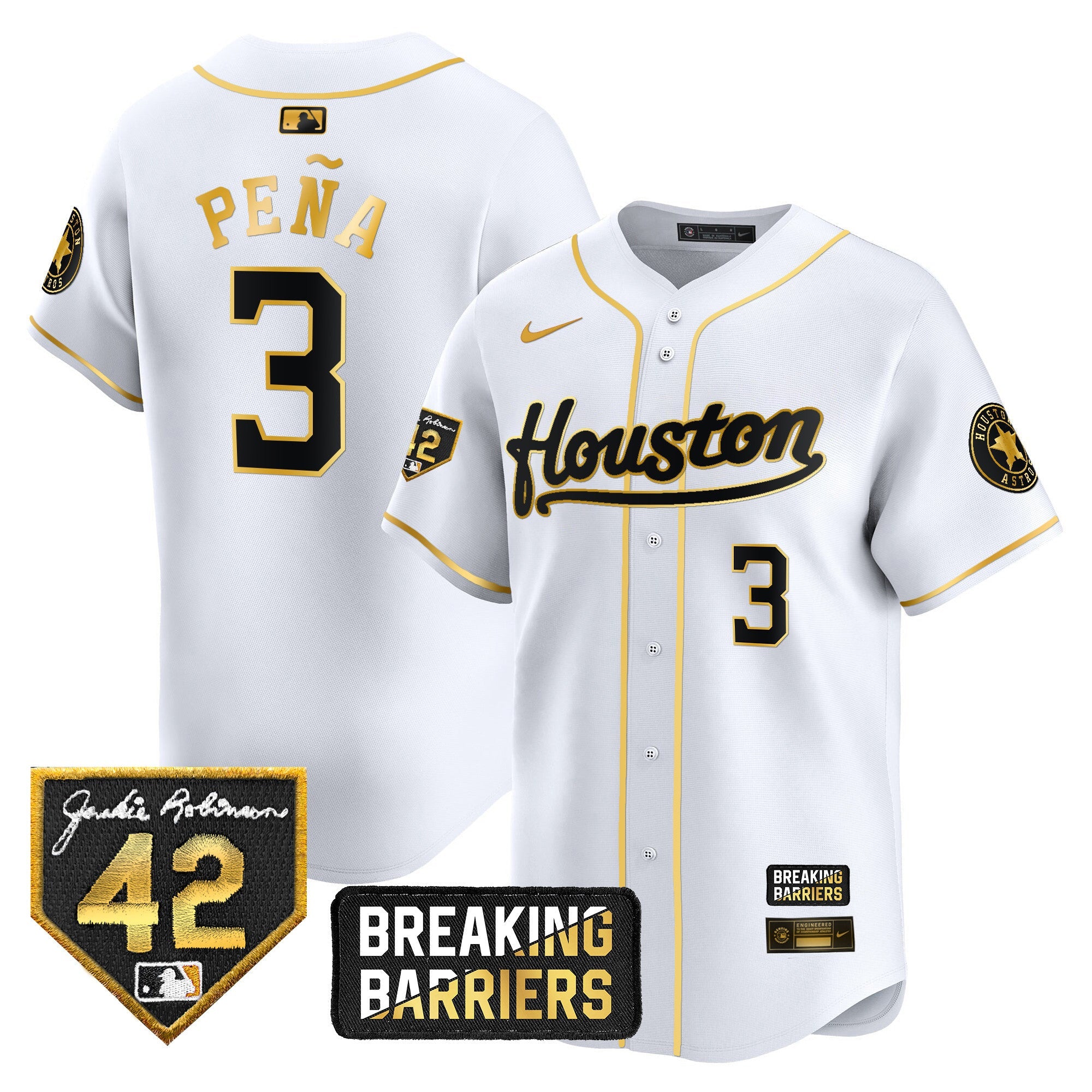 Men’s Houston Jackie Robinson Breaking Barriers Patch Vapor Premier Limited Jersey