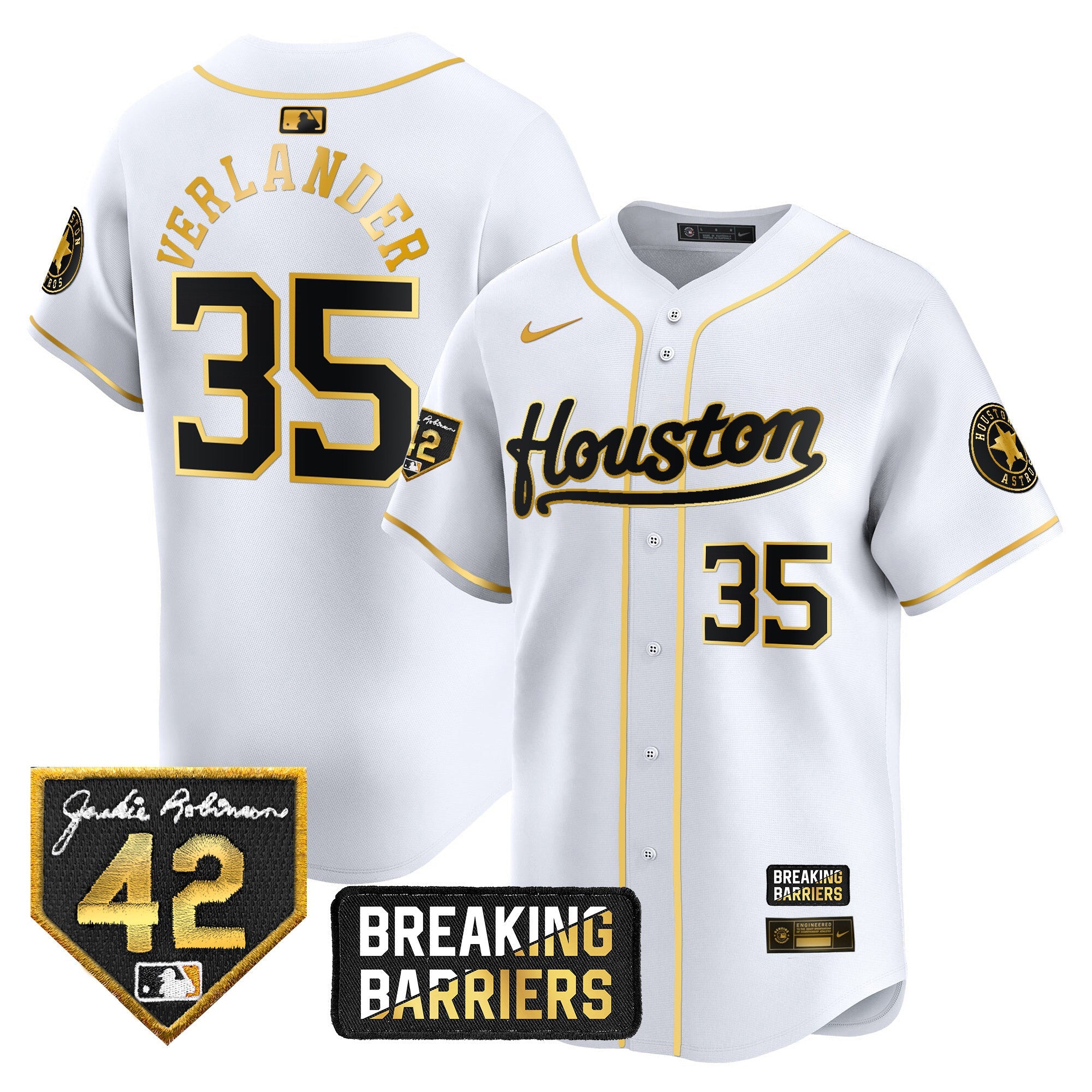 Men’s Houston Jackie Robinson Breaking Barriers Patch Vapor Premier Limited Jersey