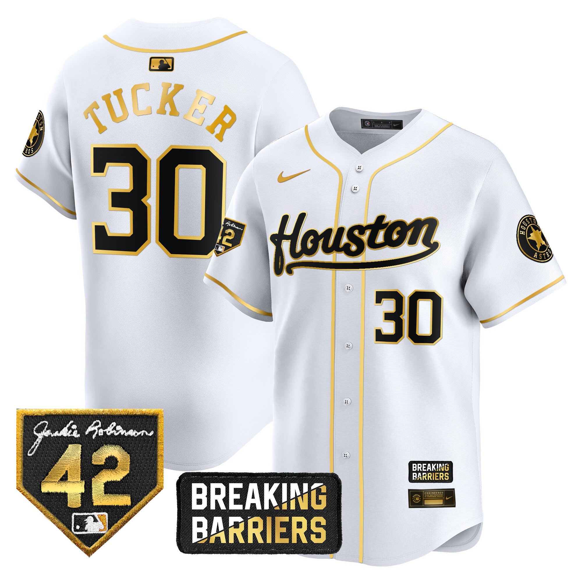 Men’s Houston Jackie Robinson Breaking Barriers Patch Vapor Premier Limited Jersey