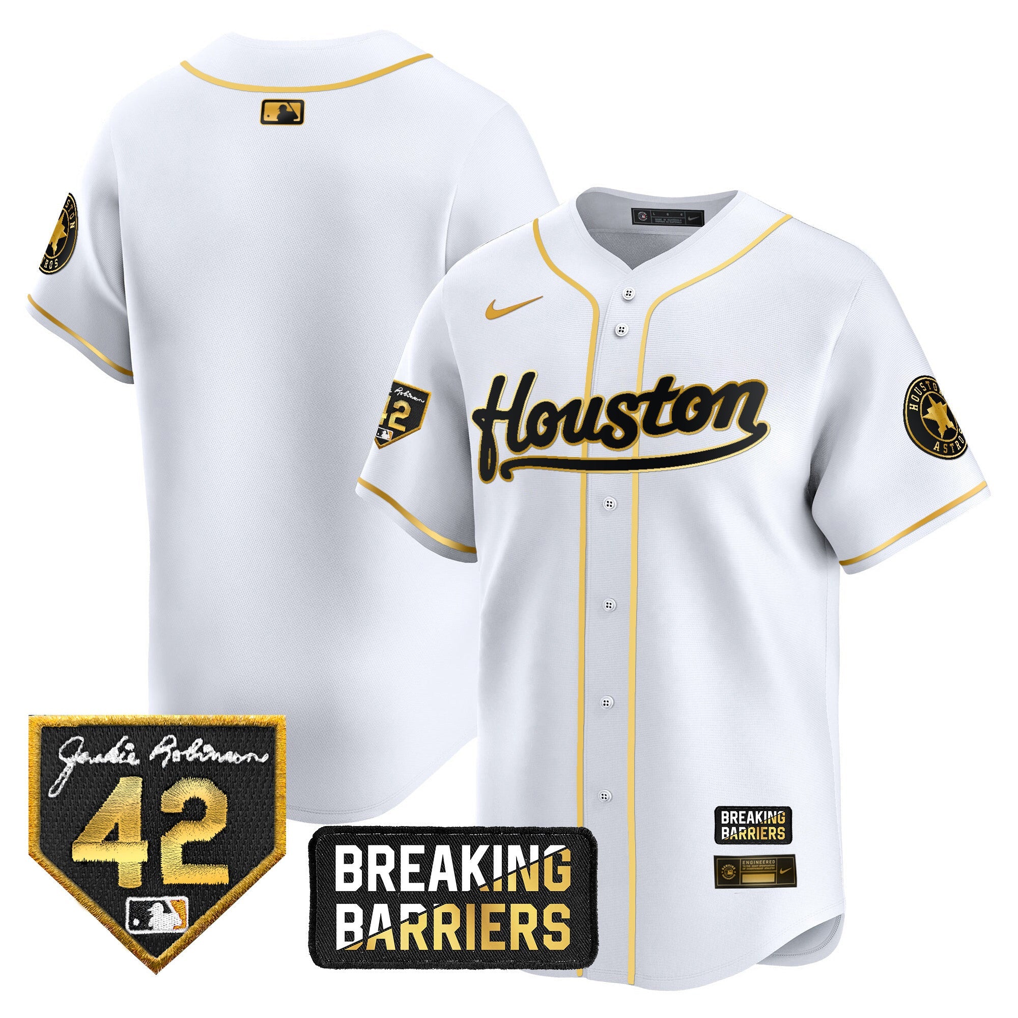 Men’s Houston Jackie Robinson Breaking Barriers Patch Vapor Premier Limited Jersey
