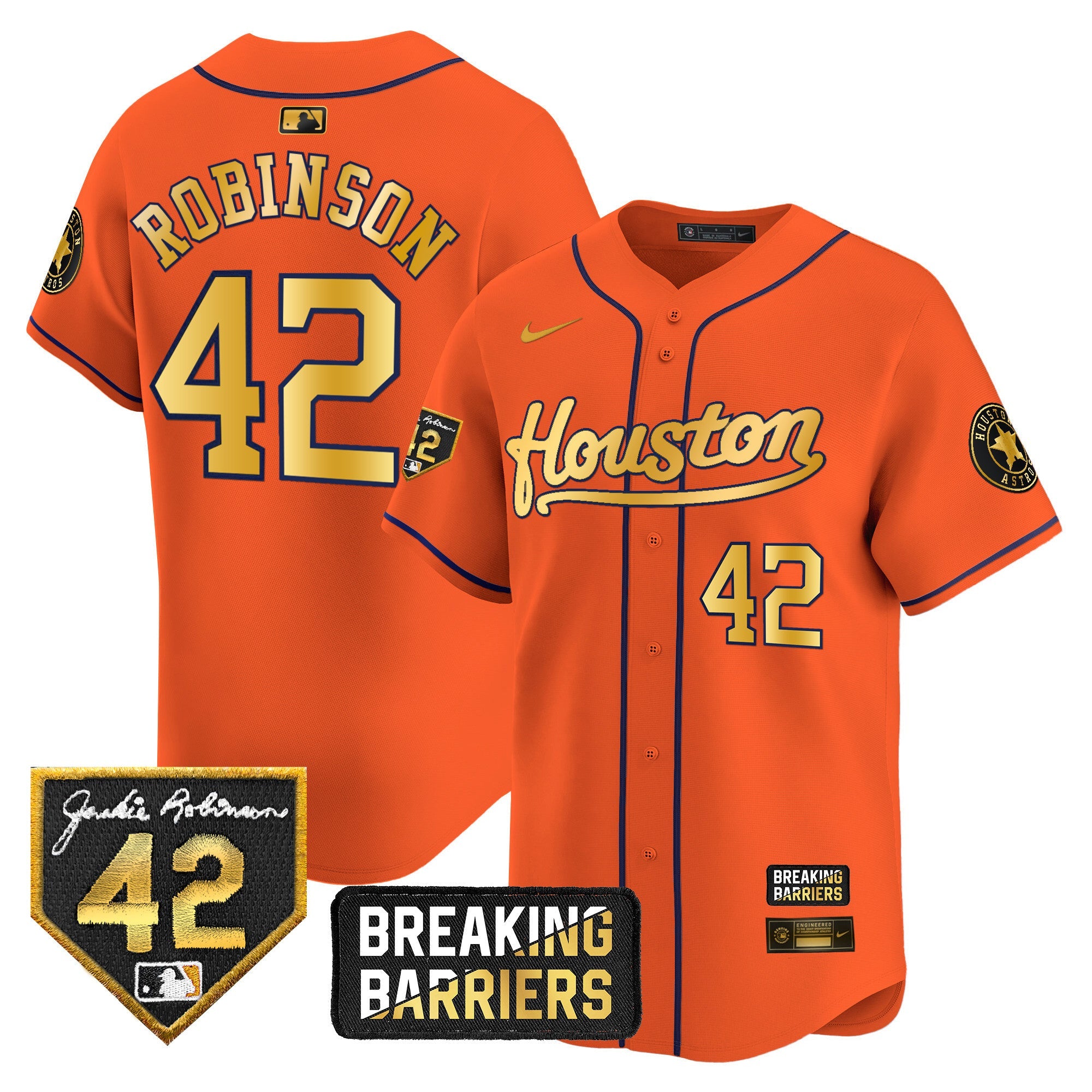 Men’s Houston Jackie Robinson Breaking Barriers Patch Vapor Premier Limited Jersey