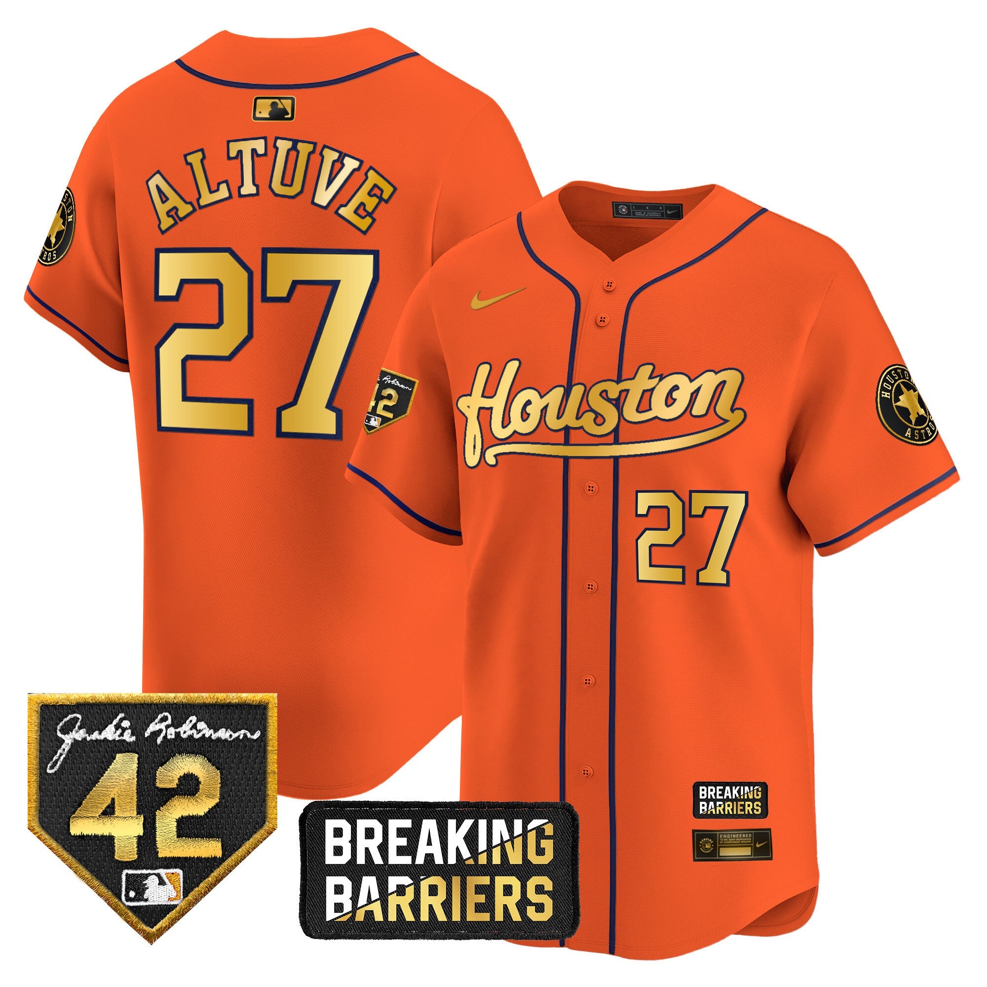 Men’s Houston Jackie Robinson Breaking Barriers Patch Vapor Premier Limited Jersey