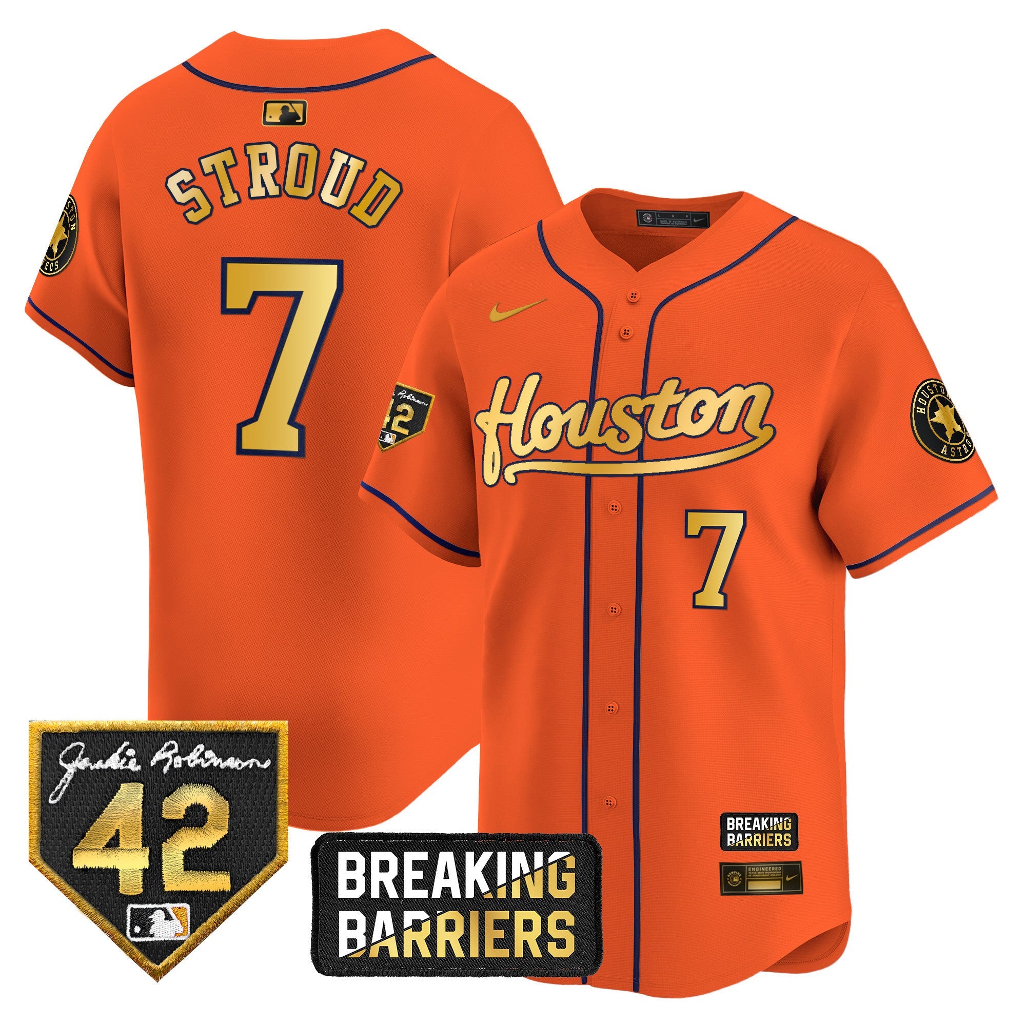 Men’s Houston Jackie Robinson Breaking Barriers Patch Vapor Premier Limited Jersey