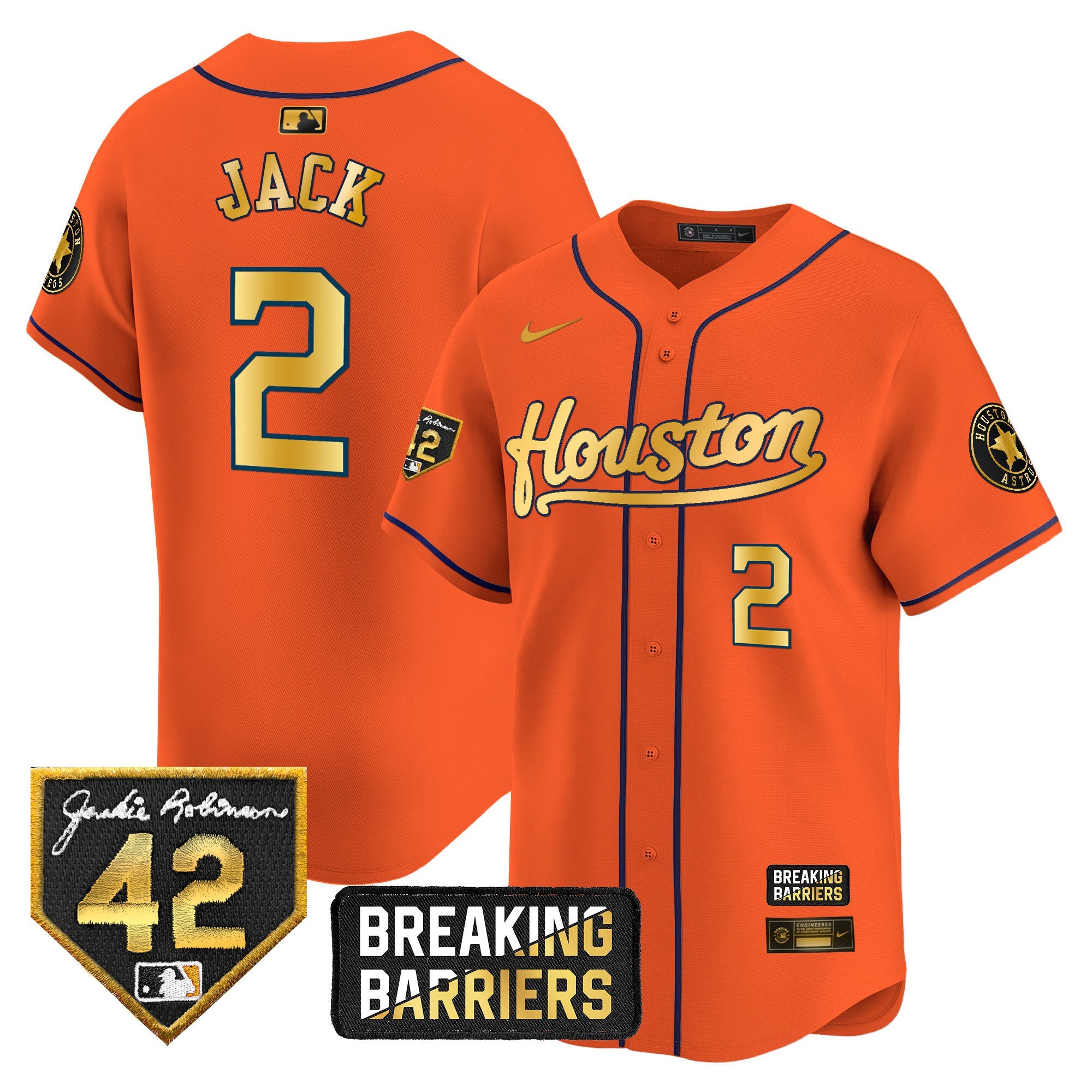 Men’s Houston Jackie Robinson Breaking Barriers Patch Vapor Premier Limited Jersey