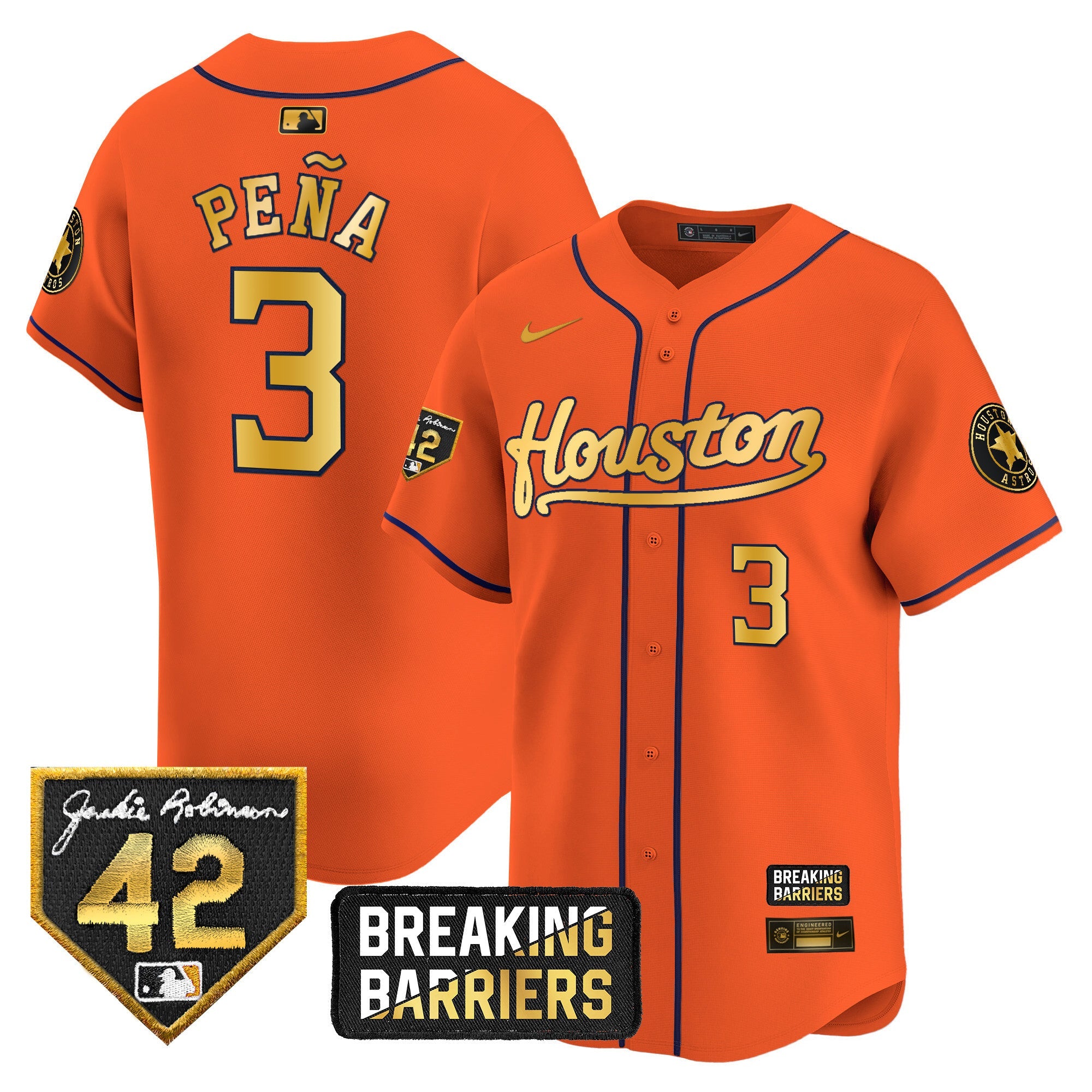 Men’s Houston Jackie Robinson Breaking Barriers Patch Vapor Premier Limited Jersey
