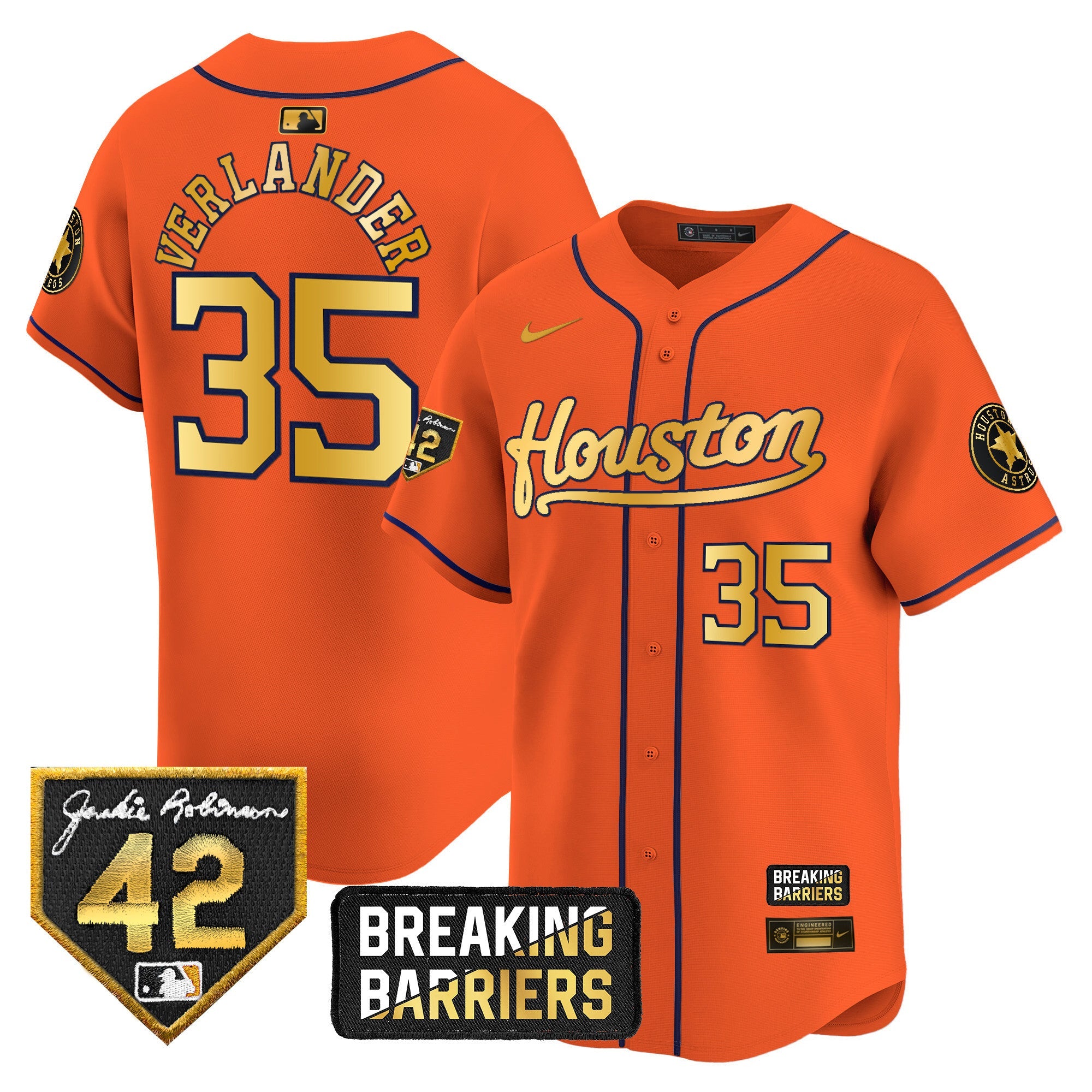 Men’s Houston Jackie Robinson Breaking Barriers Patch Vapor Premier Limited Jersey
