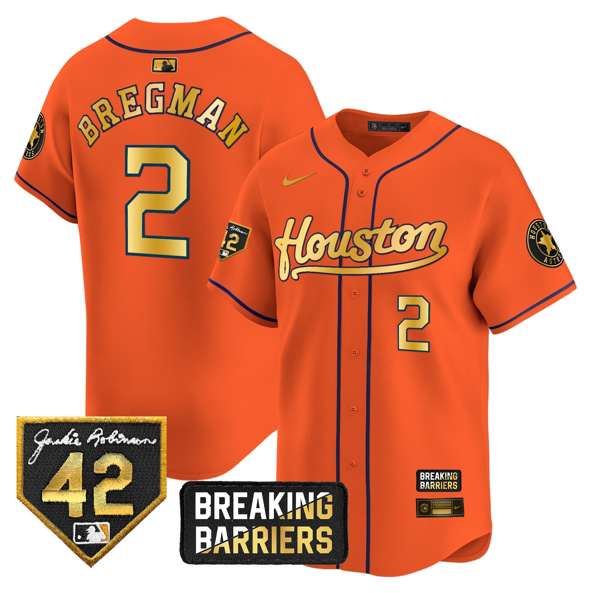 Men’s Houston Jackie Robinson Breaking Barriers Patch Vapor Premier Limited Jersey