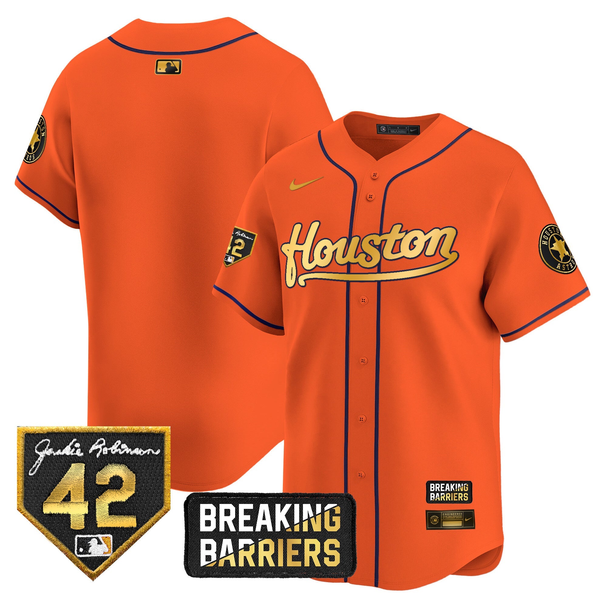 Men’s Houston Jackie Robinson Breaking Barriers Patch Vapor Premier Limited Jersey