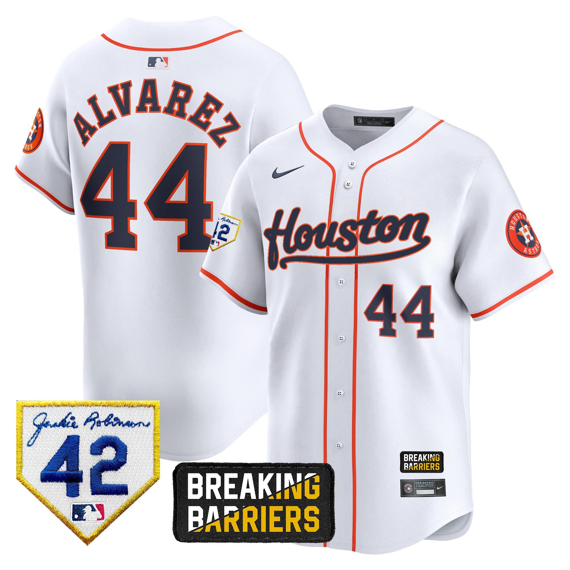 Men’s Houston Jackie Robinson Breaking Barriers Patch Vapor Premier Limited Jersey