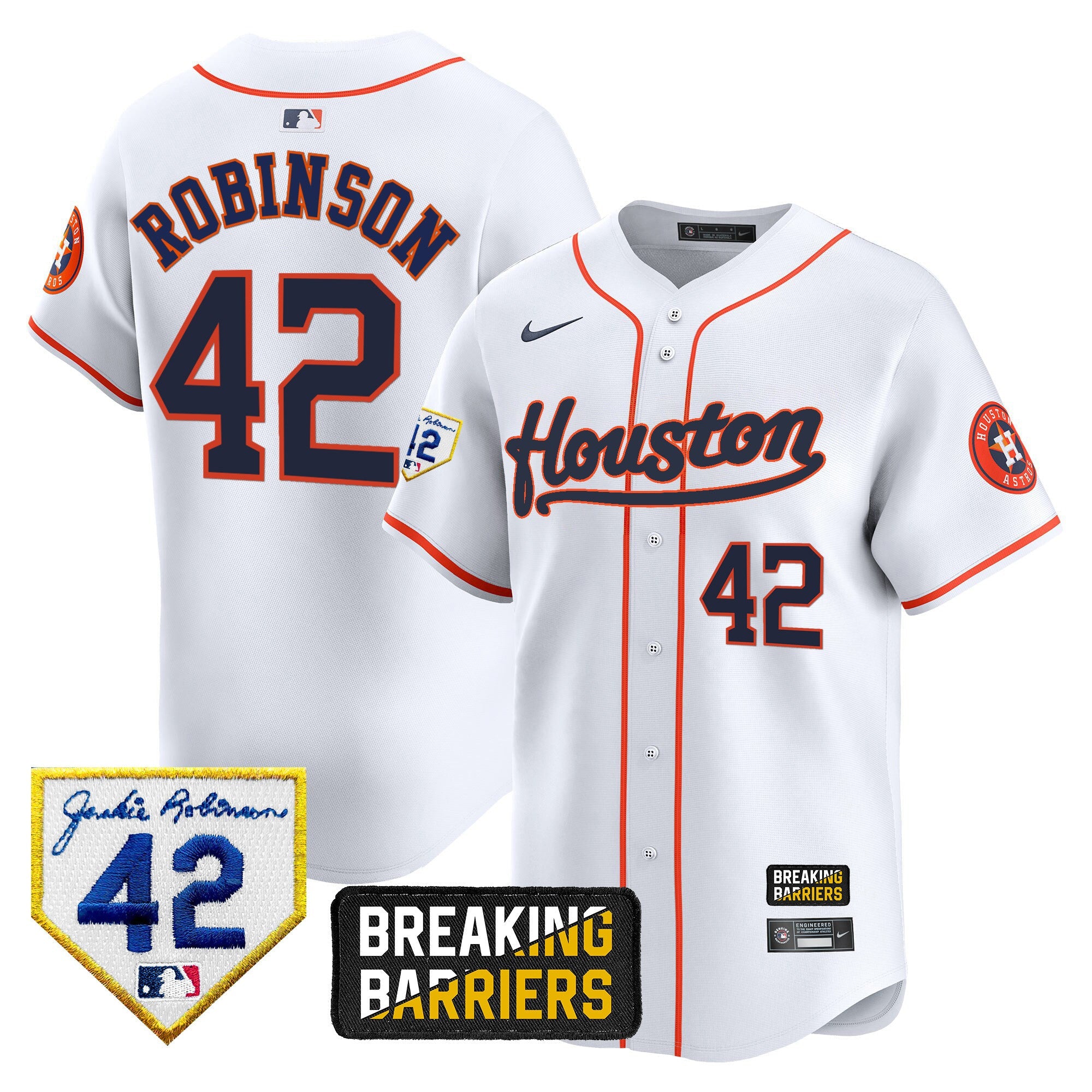 Men’s Houston Jackie Robinson Breaking Barriers Patch Vapor Premier Limited Jersey
