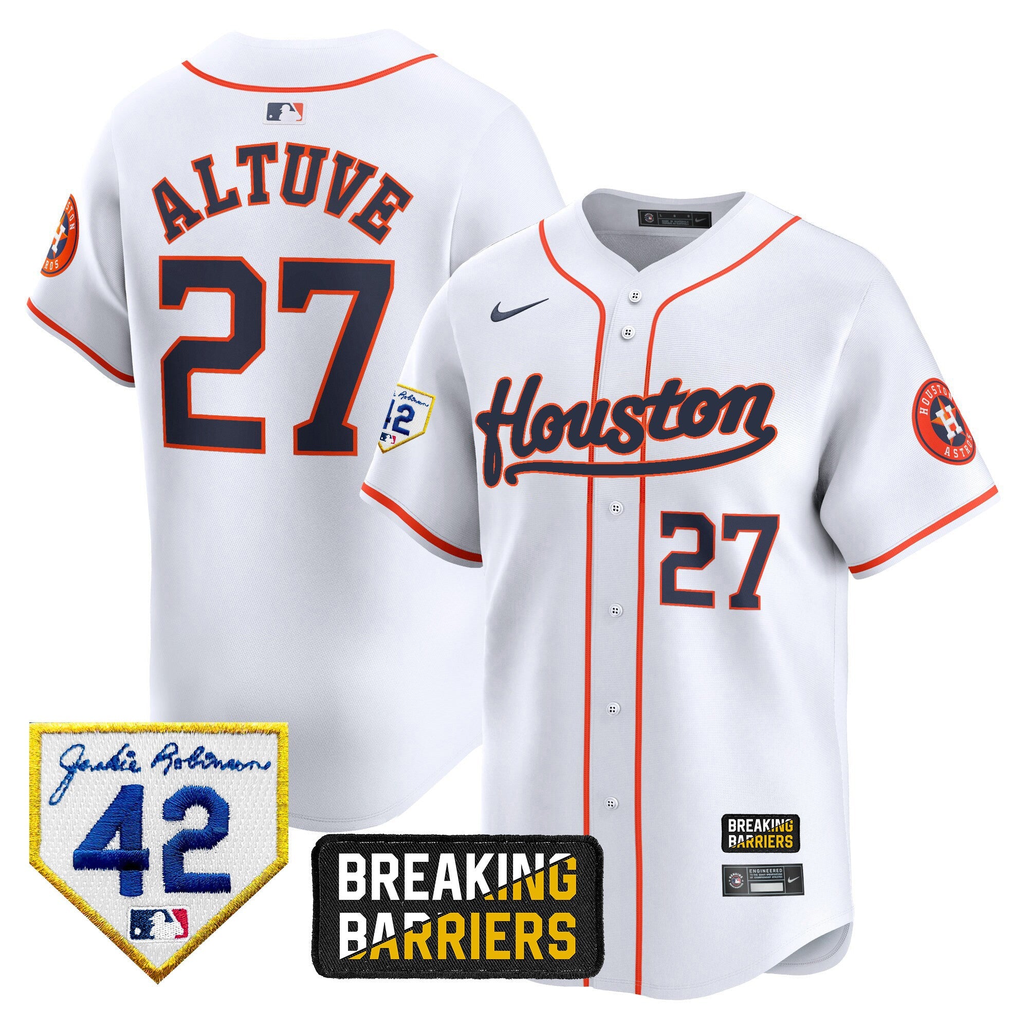 Men’s Houston Jackie Robinson Breaking Barriers Patch Vapor Premier Limited Jersey