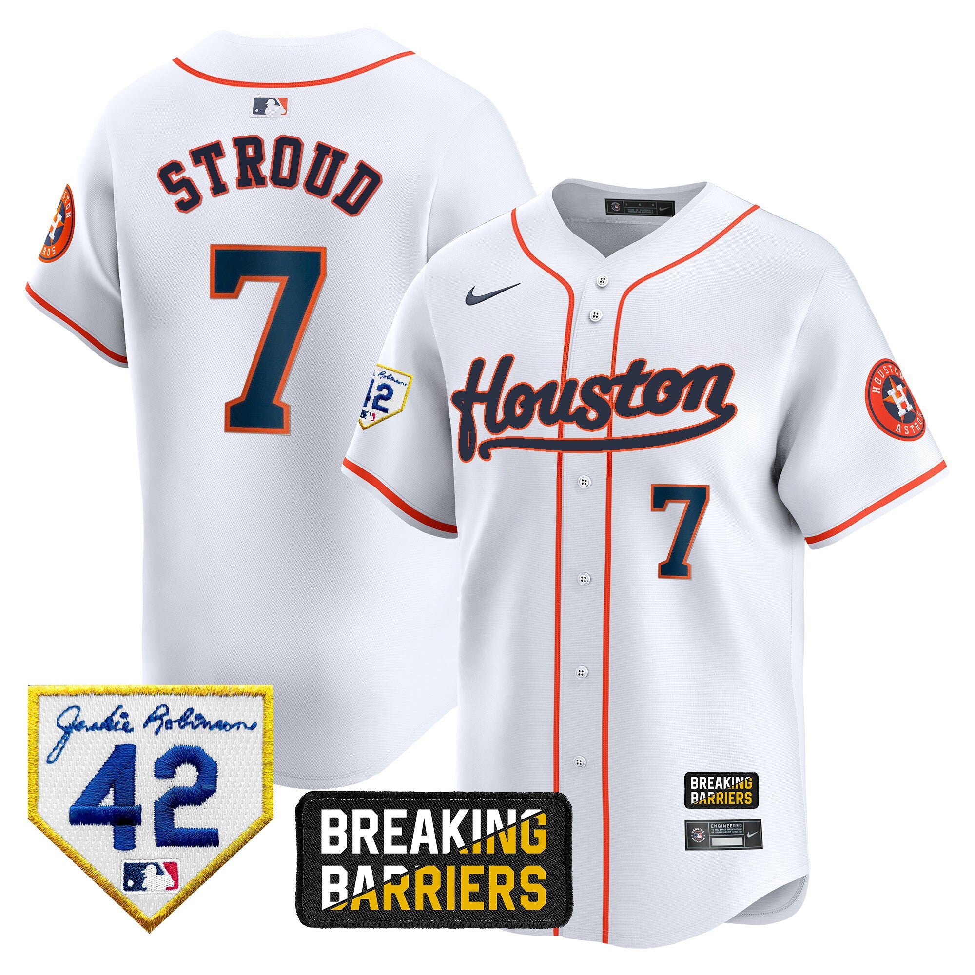 Men’s Houston Jackie Robinson Breaking Barriers Patch Vapor Premier Limited Jersey
