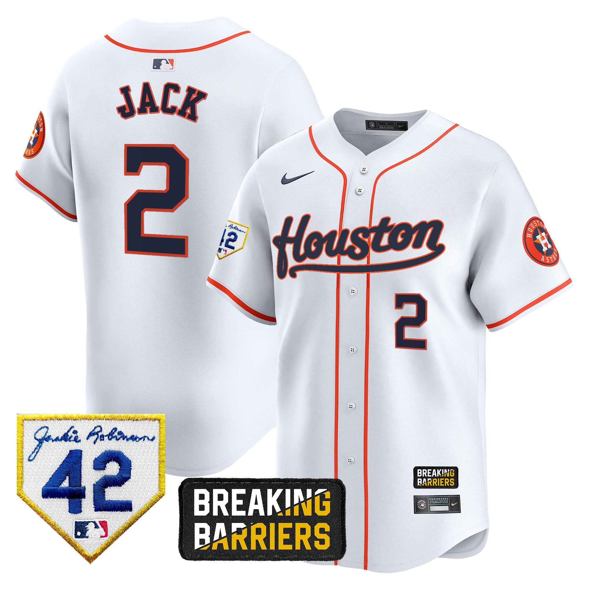 Men’s Houston Jackie Robinson Breaking Barriers Patch Vapor Premier Limited Jersey