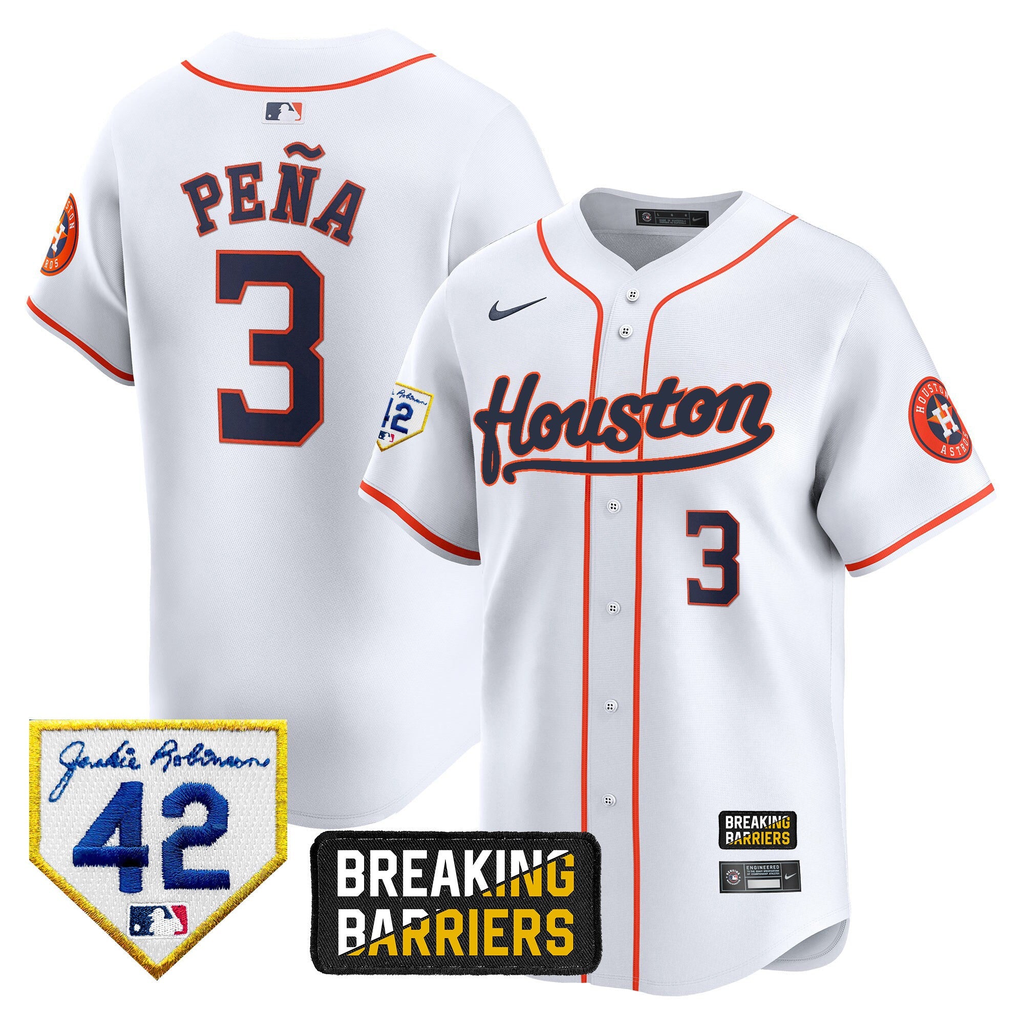 Men’s Houston Jackie Robinson Breaking Barriers Patch Vapor Premier Limited Jersey