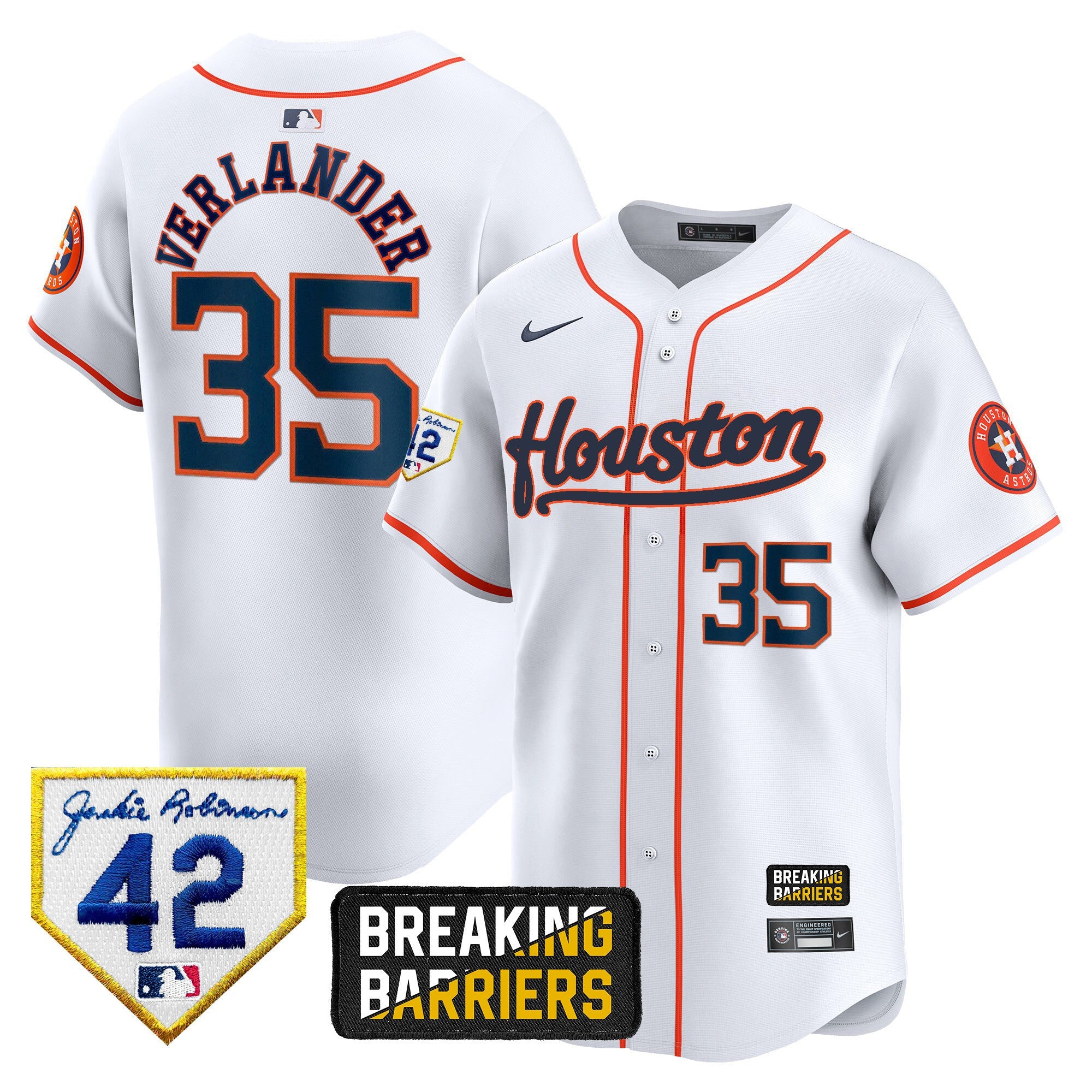 Men’s Houston Jackie Robinson Breaking Barriers Patch Vapor Premier Limited Jersey