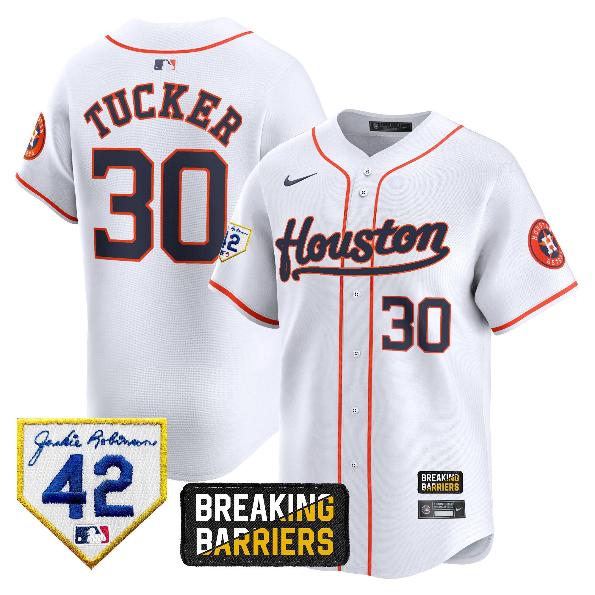Men’s Houston Jackie Robinson Breaking Barriers Patch Vapor Premier Limited Jersey
