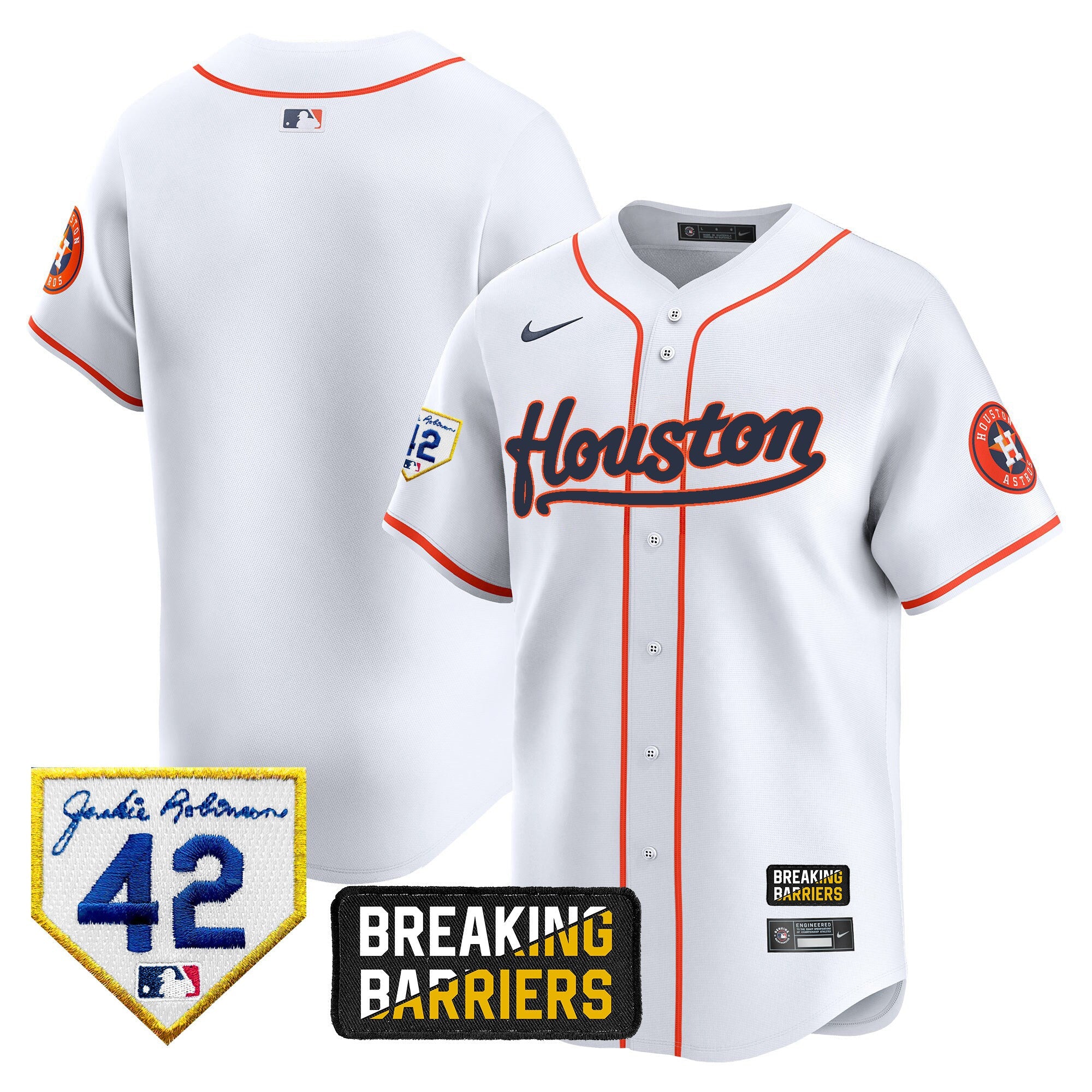 Men’s Houston Jackie Robinson Breaking Barriers Patch Vapor Premier Limited Jersey