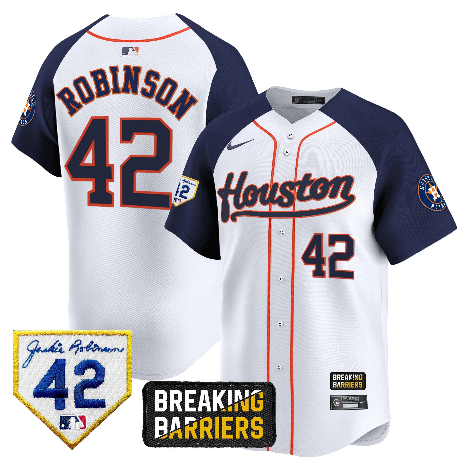 Men’s Houston Jackie Robinson Breaking Barriers Patch Vapor Premier Limited Jersey
